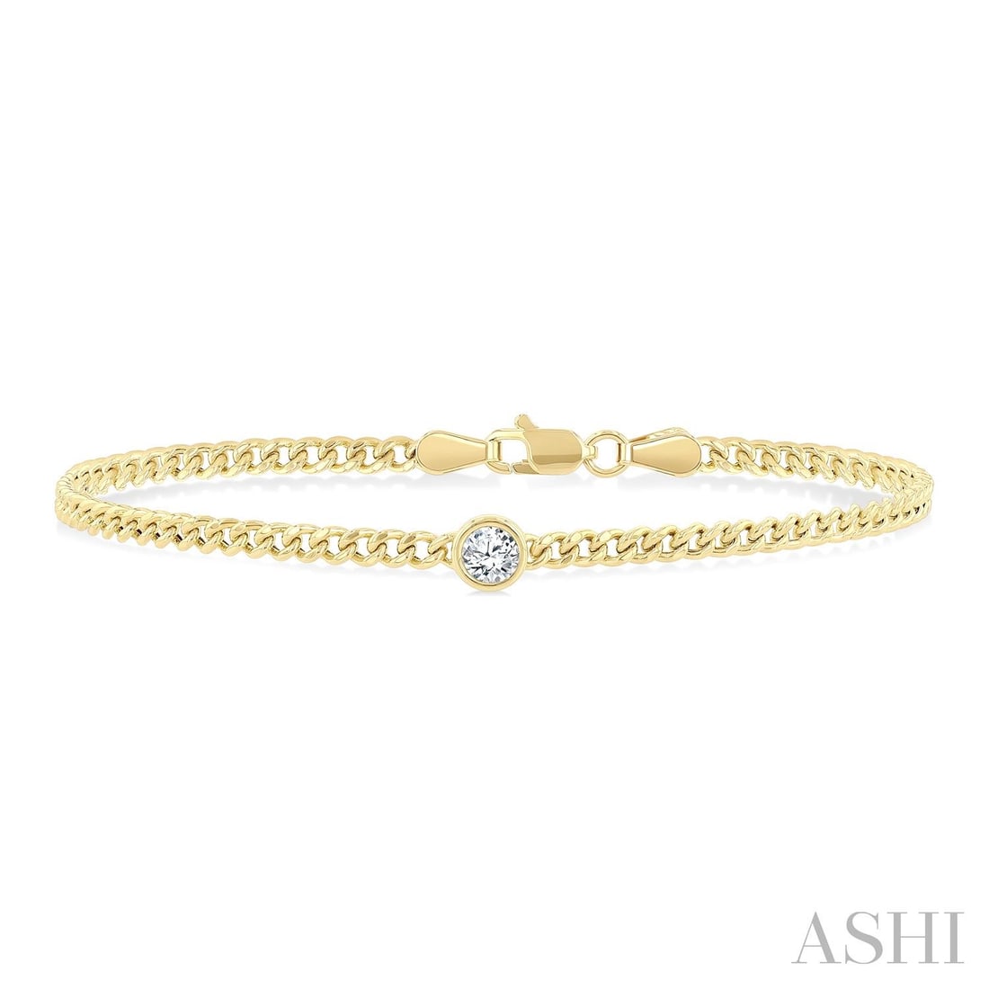 0.25 ctw Round Diamond Bezel Set 14K Yellow Gold Curb Link Bracelet: Exuding opulence and grace, this elegant Curb Link bracelet featuring Natural Diamond is crafted for the distinguished. A detailed Bezel gallery secures the stones, rendered in 0.5 grams of lustrous 1