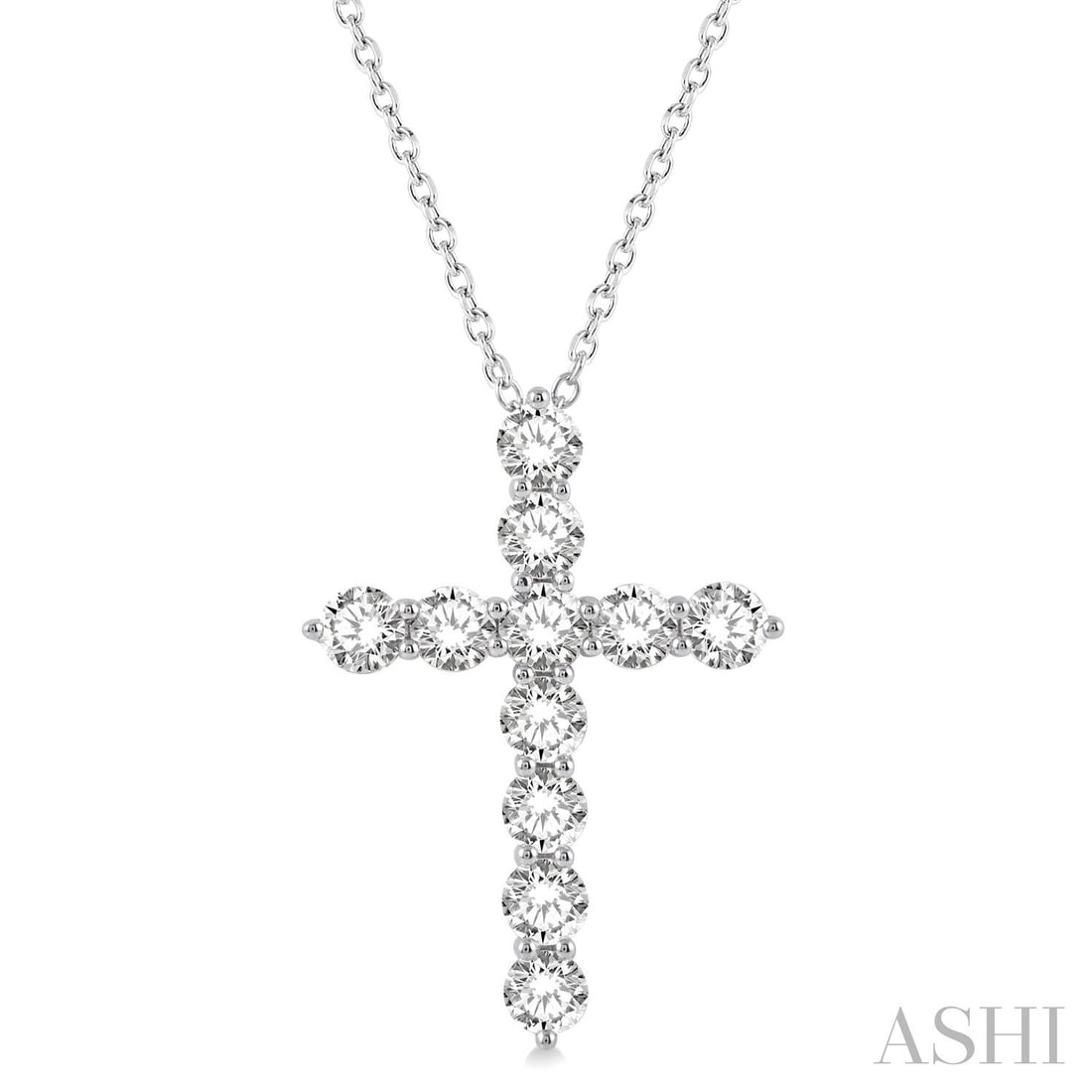 4.07 ctw White Diamond Cross Pendant 14K White Gold: Timeless and sophisticated, this breathtaking Cross pendant necklace featuring White Diamond radiates enduring beauty. The gemstones are nestled within a Prong framework, supported by a substantial 2.