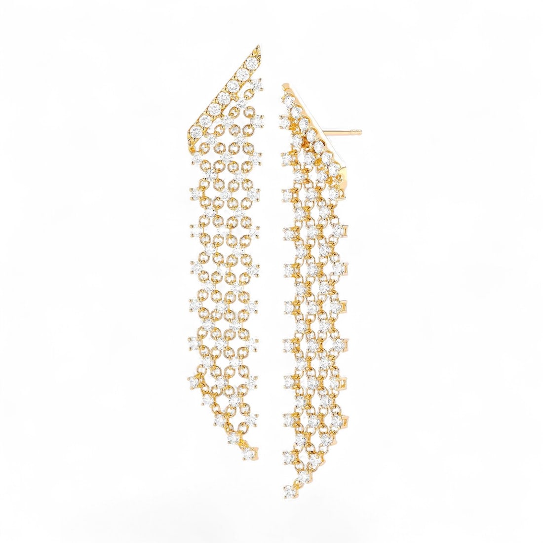 2.51 Ctw Chandelier White Diamond Modern 18K Yellow Gold Earrings - Certified: Epitomizing grandeur, this stunning Chandelier pair of earrings featuring Natural Diamonds stands as a beacon of refined taste. A detailed Chandelier gallery secures the stones, rendered in 6.85 grams