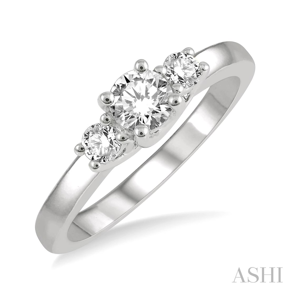 0.51 ctw Diamond Three-Stone 14K White Gold Ring: Defining modern elegance, this elegant Three-Stone ring featuring Natural Diamonds captures the essence of style. Securely held in a classic Three-Stone design, the ring is forged from 3.5 grams of hi