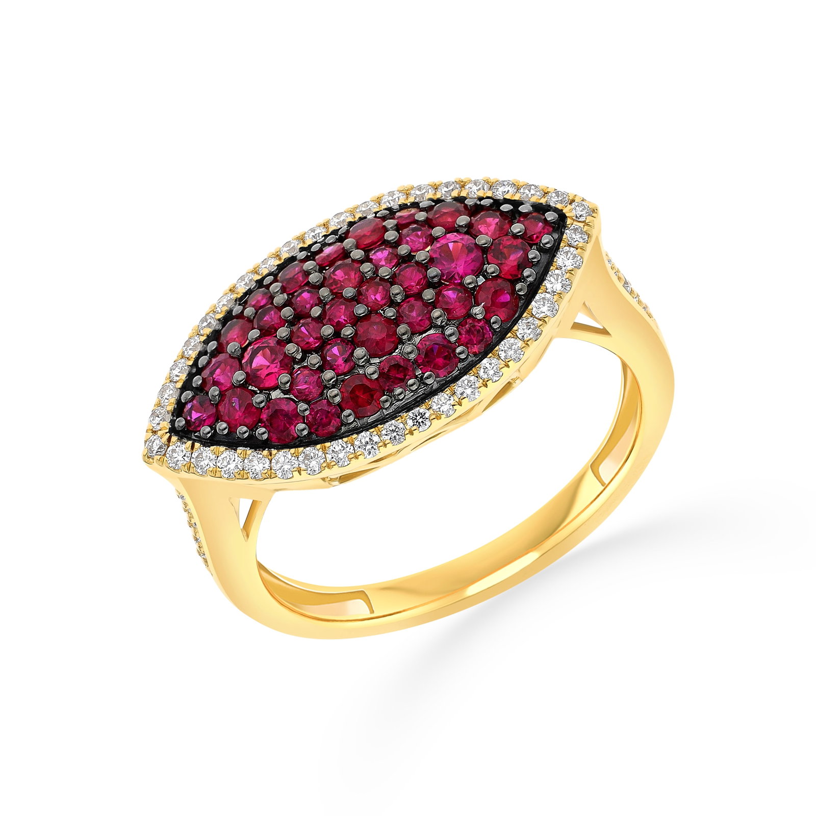 0.81ct Ruby and 0.28ctw Diamond 18K Yellow Gold Marquise Shape Ring (1 of 1)