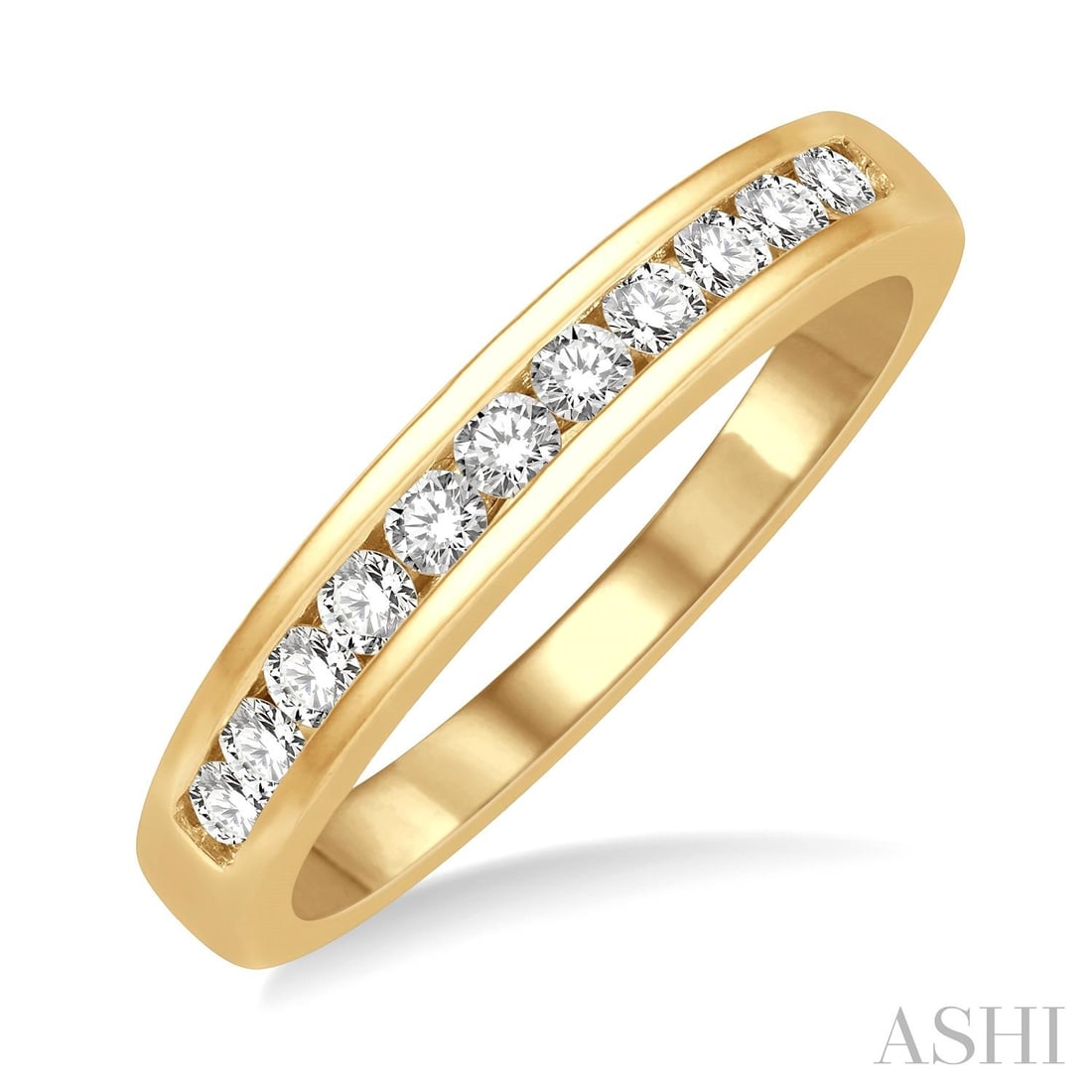 0.35 ctw Diamond Channel Set 14K Yellow Gold Band Ring: Exuding opulence and grace, this elegant Channel Set ring featuring White Diamond is crafted for the distinguished. A detailed Channel-Set Band gallery secures the stones, rendered in 2.6 grams of lus