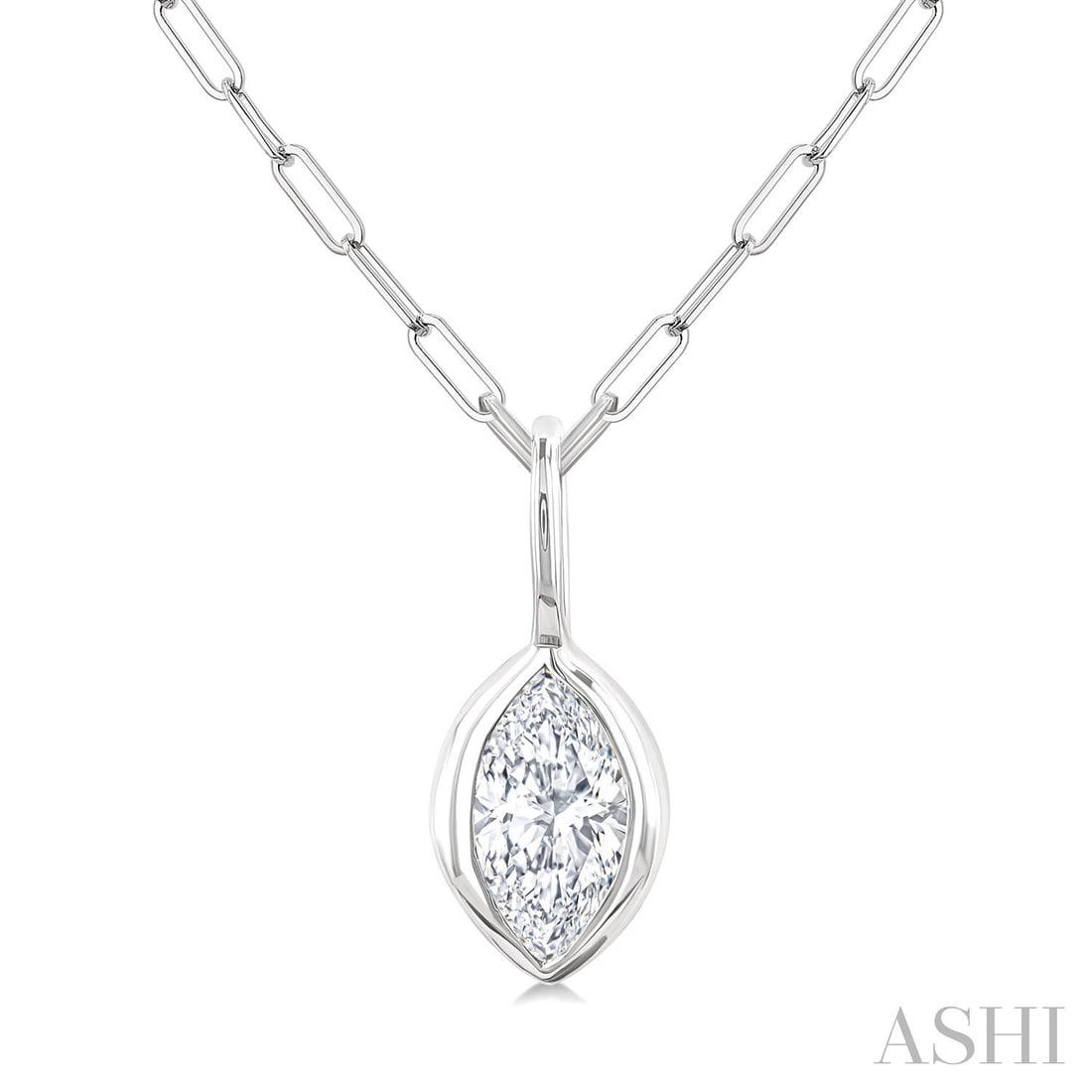 0.21 ctw Marquise Diamond Bezel Set 14K White Gold Pendant Necklace: Rare and radiant, this stunning Marquise Cut Bezel Set pendant featuring White Diamond offers a touch of the extraordinary. Showcasing the gems in a Bezel arrangement, the pendant consists of 0.27 gra