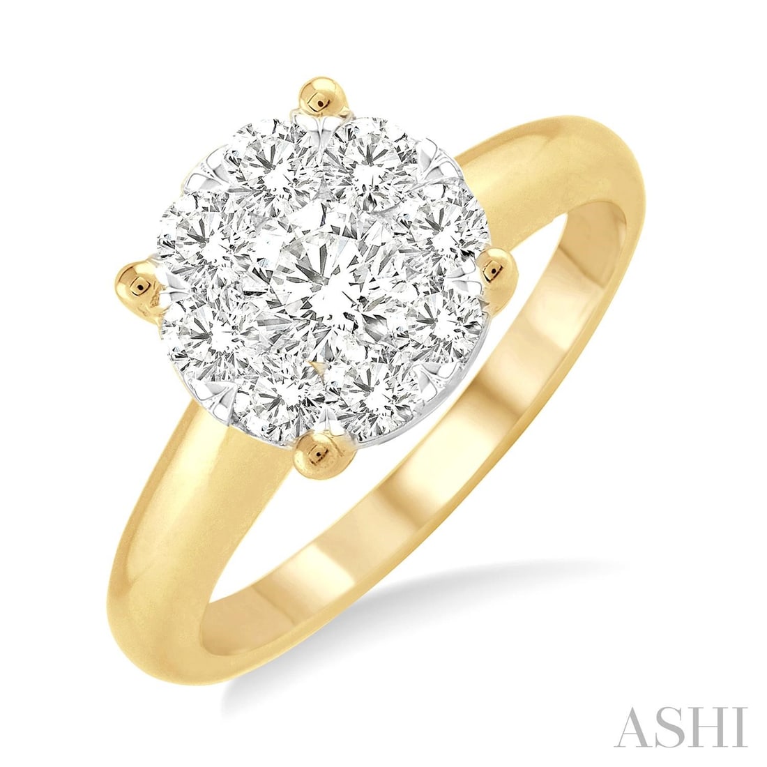 1.04 ctw Diamond Cluster 14K Yellow & White Gold Ring: Defining modern elegance, this stunning Cluster ring featuring White Diamond captures the essence of style. Expertly mounted in a Cluster setting, the ring is crafted in 4.15 grams of solid 14K Yellow