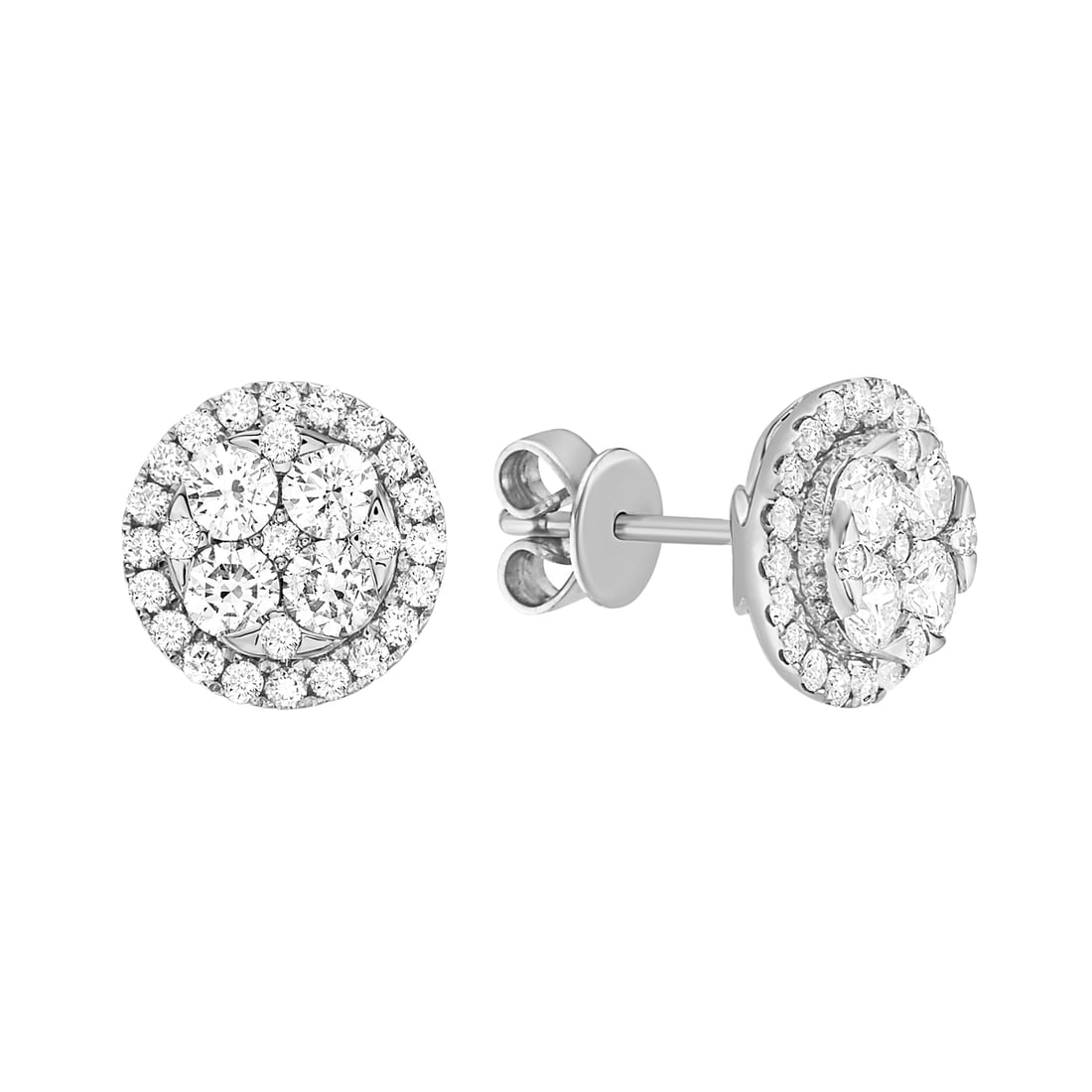 14k White Gold Stud Earrings with 0.52ct Round Diamonds: In a display of refined elegance, these exquisite stud earrings feature dazzling round diamonds. The diamonds, with a total carat weight of 0.52, are set in a harmonious arrangement, showcasing their 