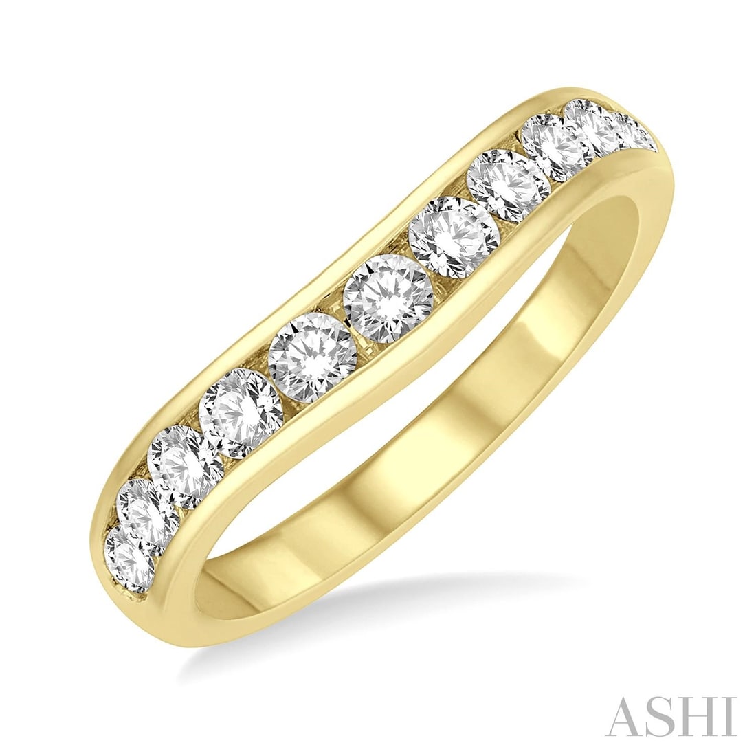 0.75 ctw Diamond 14K Yellow Gold Band Ring: Exuding opulence and grace, this elegant Inlay ring featuring White Diamond is crafted for the distinguished. Crafted with precision, the Channel-Set setting is seamlessly integrated into 3.35 grams o