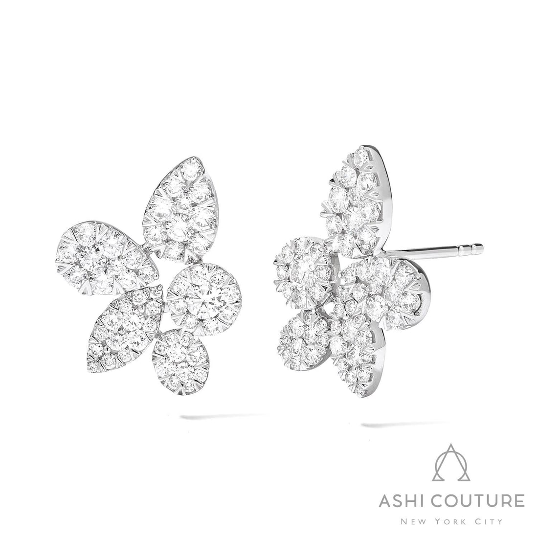 1.72 ctw Fiori Bloom Cluster Diamond Stud Earrings 18K White Gold: A vision of luxury, this magnificent Bloom Cluster pair of earrings featuring White Diamond defines sophistication. Securely held in a classic Cluster design, the earrings are forged from 4.4 grams of