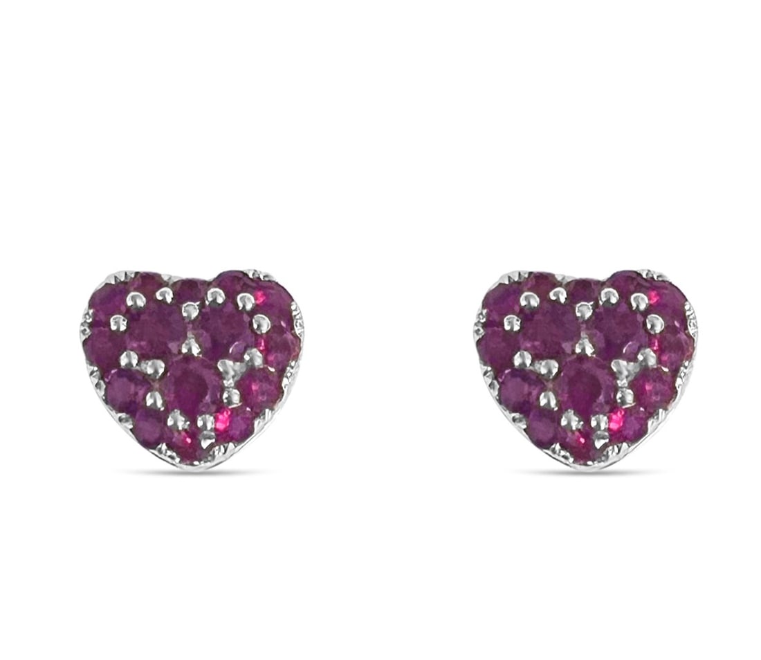 Heart Shape 1.76ctw Ruby 14K Yellow Gold Stud Earrings: Epitomizing grandeur, this stunning Heart Shape Link pair of earrings featuring Ruby stands as a beacon of refined taste. Crafted with precision, the Cluster setting is seamlessly integrated into 2.9 