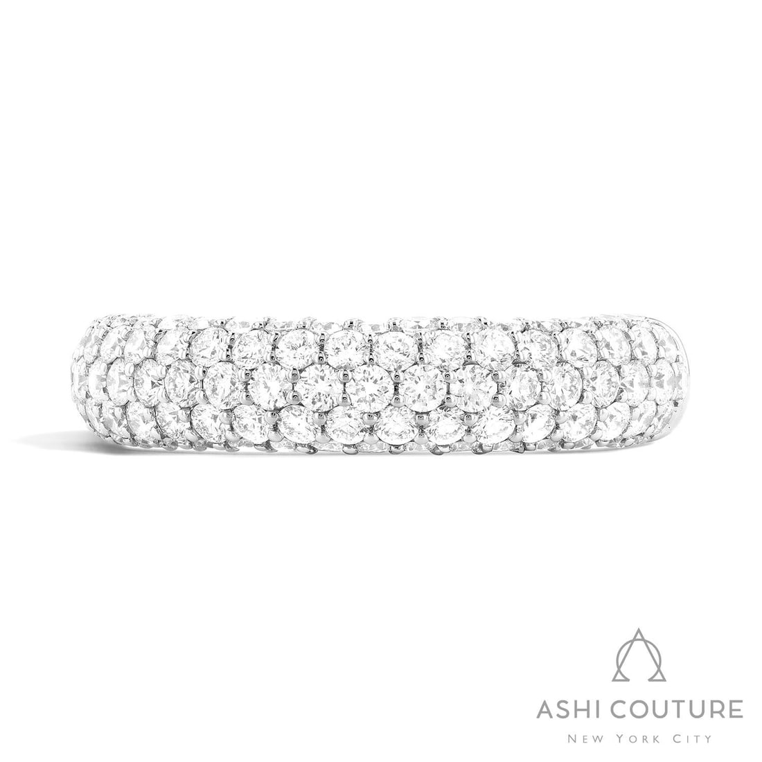 1.43 ctw Duchess Pave Diamond 18K White Gold Band Ring: Rare and radiant, this breathtaking Duchess Pave ring featuring White Diamond offers a touch of the extraordinary. Showcasing the gems in a Pave arrangement, the ring consists of 8.0 grams of 18K Whit