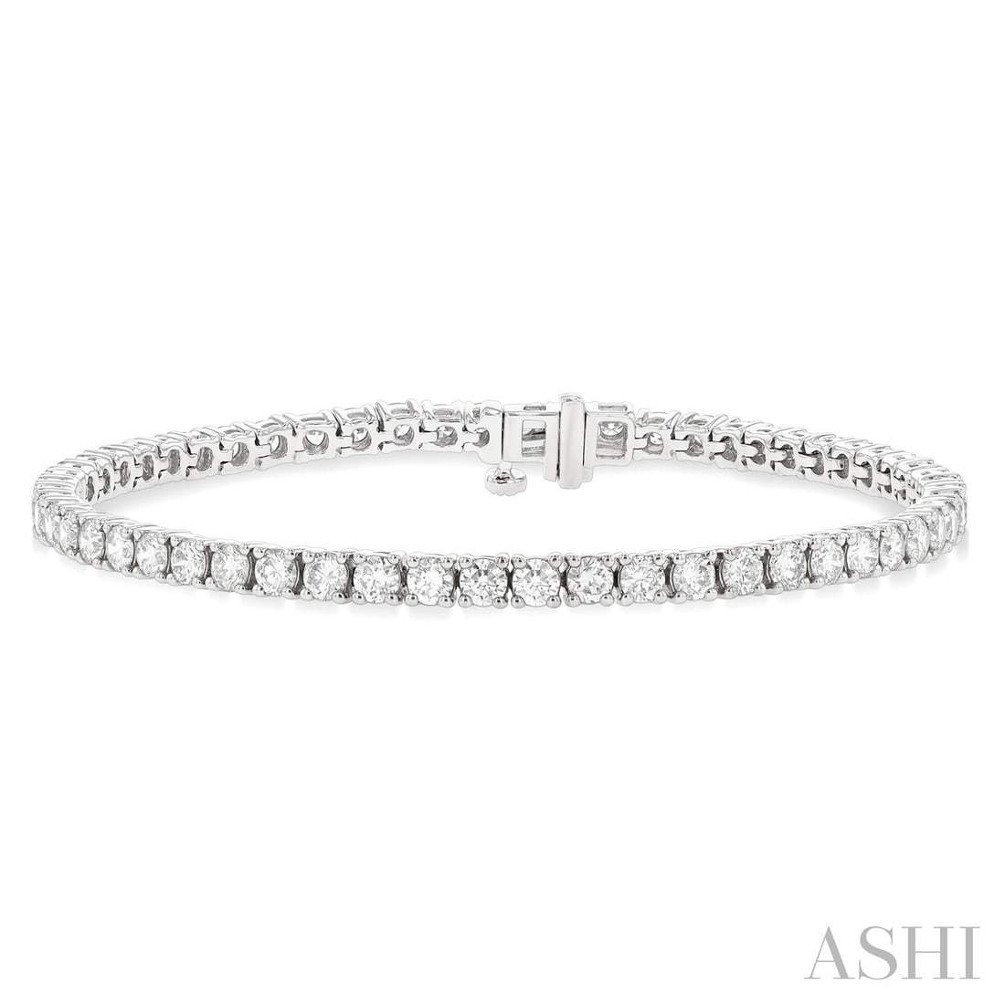 4.98 ctw Round Cut White Diamond Tennis 14K White Gold Bracelet: Rare and radiant, this breathtaking Tennis bracelet featuring White Diamond offers a touch of the extraordinary. A detailed Continuous line gallery secures the stones, rendered in 10.55 grams of lustr