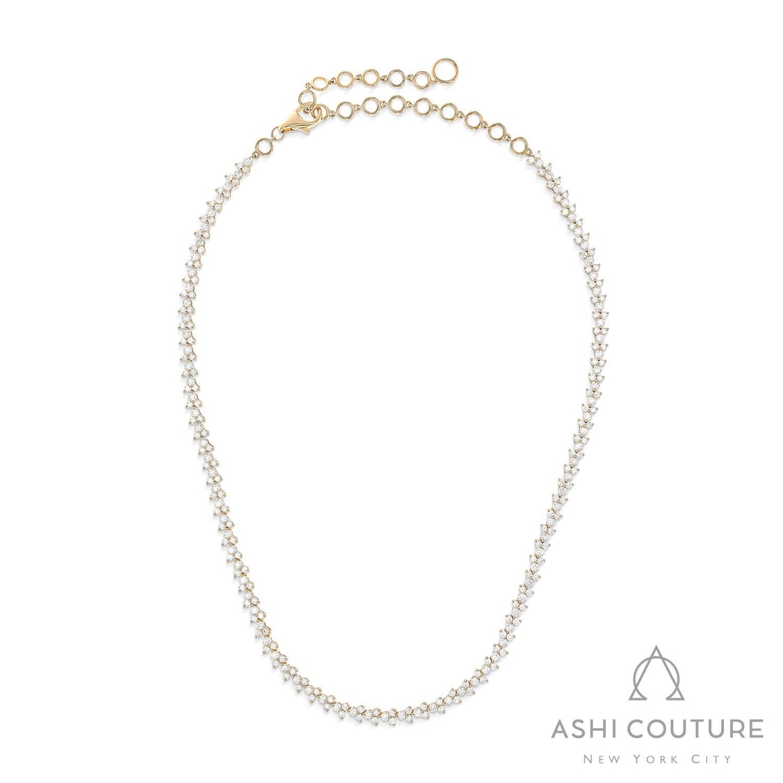 7.43 ctw White Diamond Duchess Floral 18K Yellow Gold Necklace: Rare and radiant, this breathtaking Floral necklace featuring White Diamond offers a touch of the extraordinary. Crafted with precision, the Cluster setting is seamlessly integrated into 19.8 grams of
