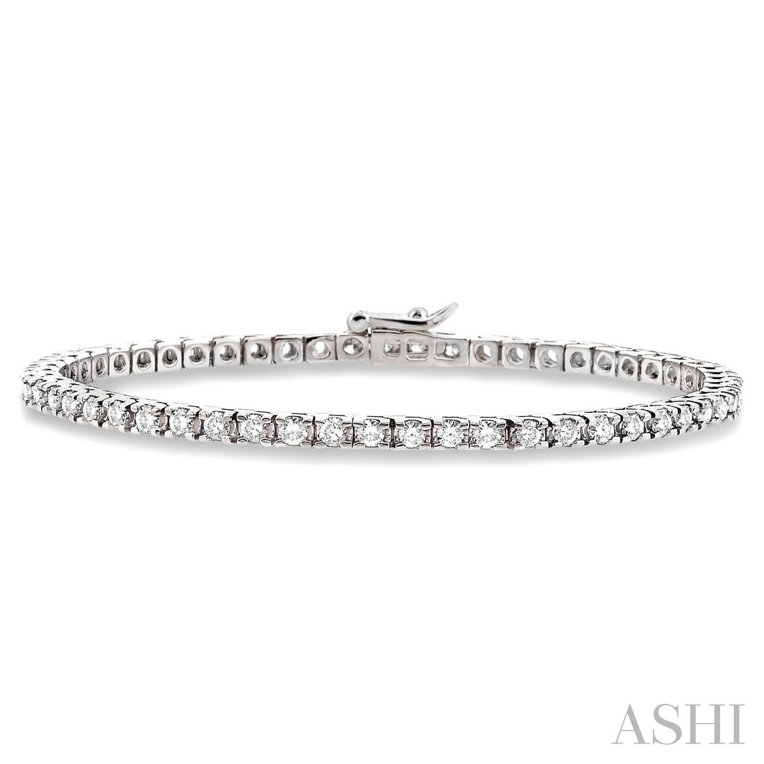 3.03 ctw Diamond 14K White Gold Tennis Bracelet: Timeless and sophisticated, this elegant Square Shape bracelet featuring White Diamond radiates enduring beauty. Securely held in a classic Tennis Bracelet design, the bracelet is forged from 11.5 gra