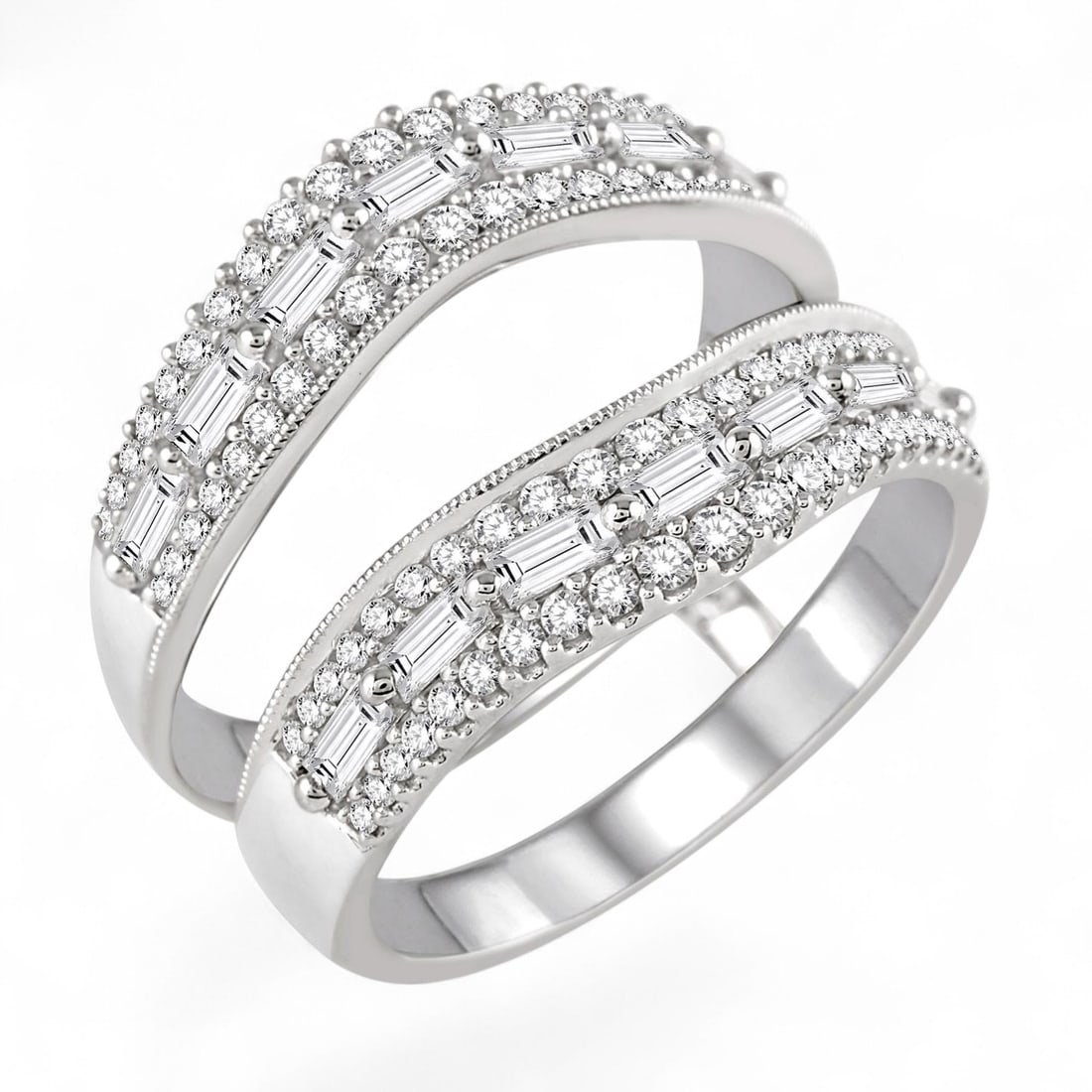 1.06 Ctw Insert White Diamond Modern 14K White Gold Ring - Certified (1 of 3)