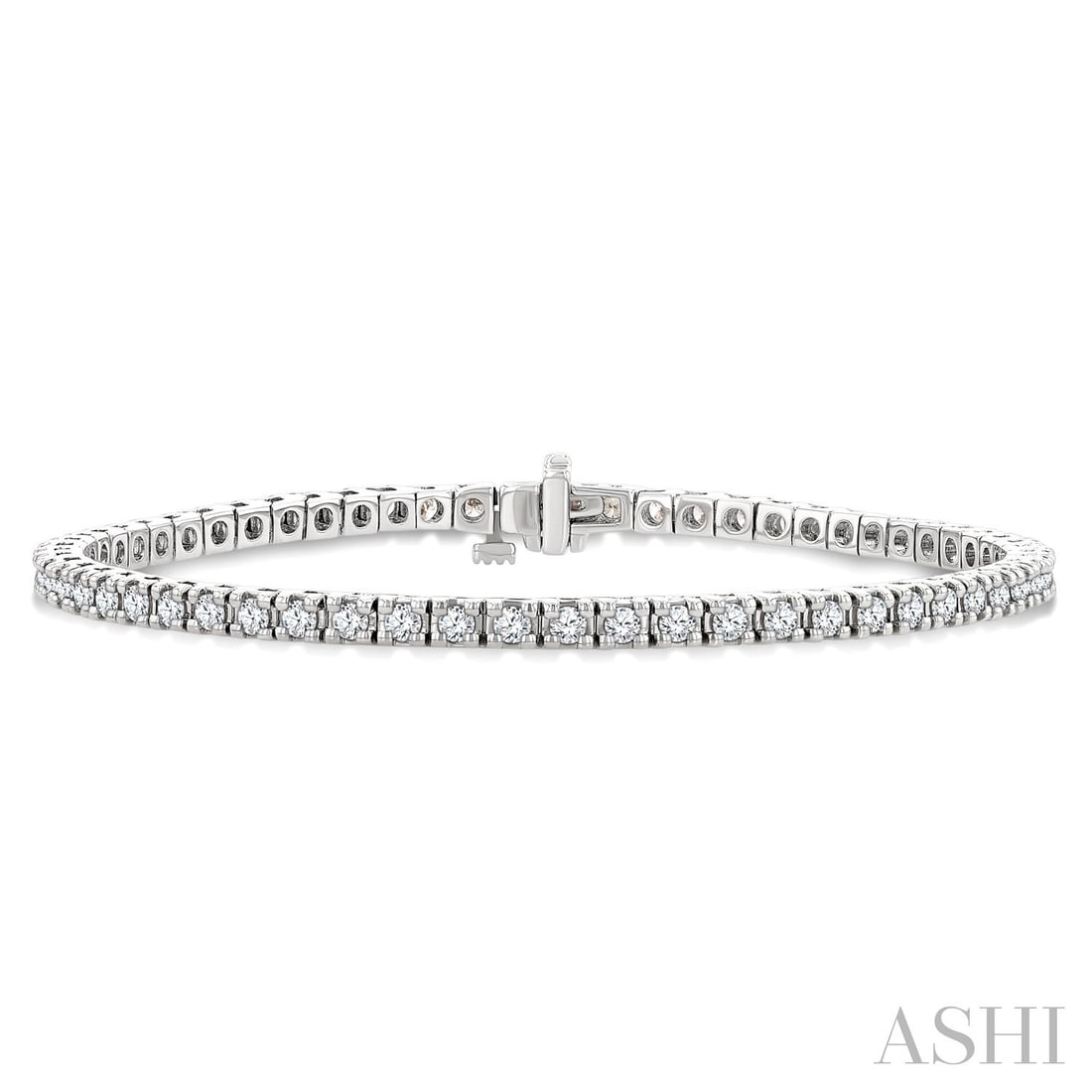 2.02 ctw Round Cut Diamond Tennis Bracelet 14K White Gold: Exuding opulence and grace, this breathtaking Square Shape bracelet featuring White Diamond is crafted for the distinguished. A detailed Continuous Line gallery secures the stones, rendered in 10.0 gr