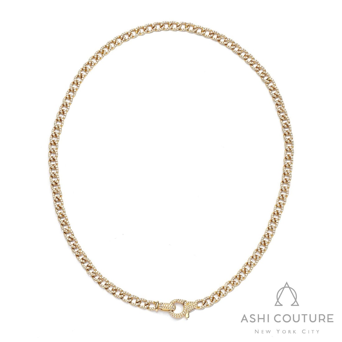 18 inch 3.75 ctw Diamond Curb & Cuban Link 18K Yellow Gold Necklace: Defining modern elegance, this magnificent Curb & Cuban Link necklace featuring White Diamond captures the essence of style. Securely held in a classic Pave design, the necklace is forged from 31.15 g