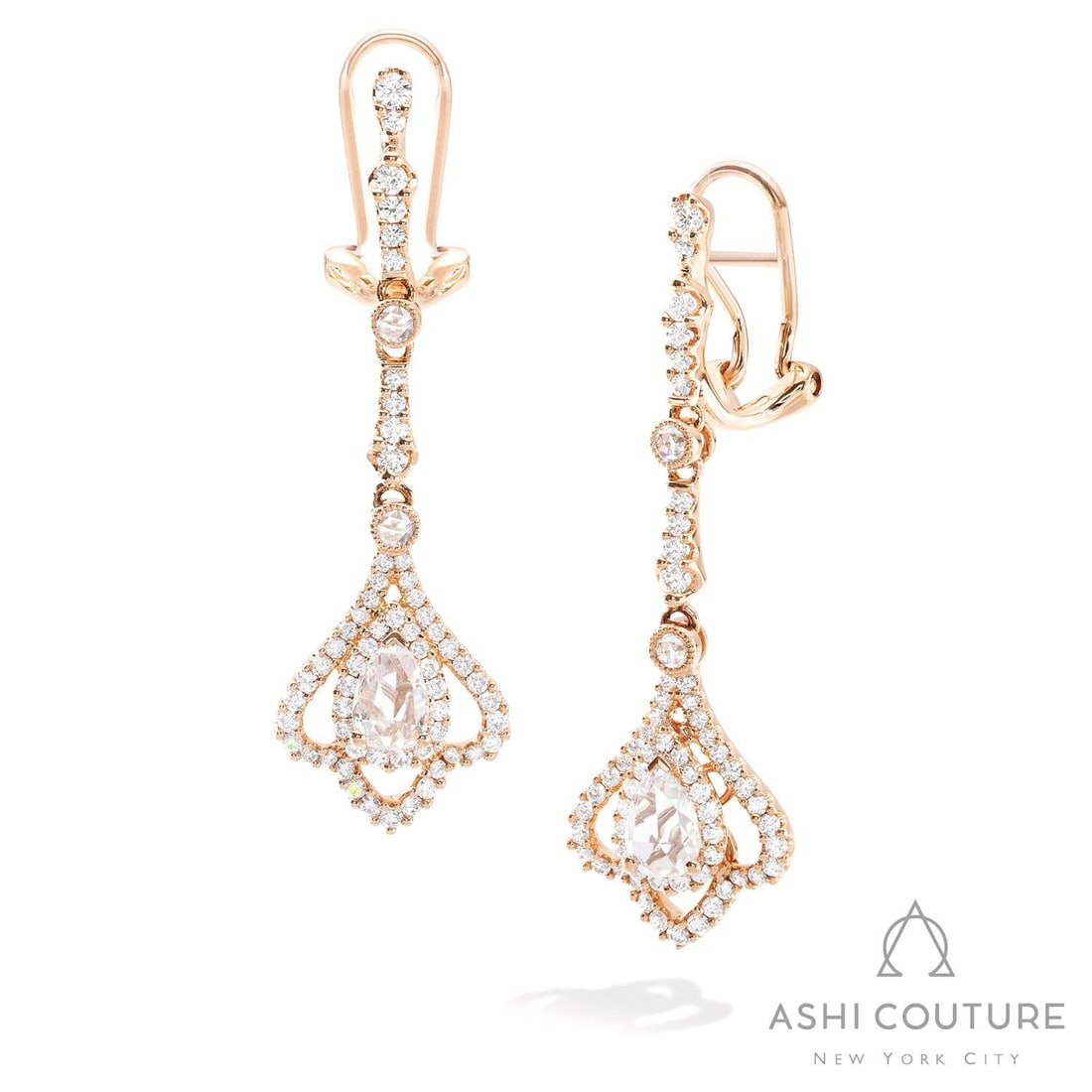 1.80 ctw White Diamond Floral 18K Rose Gold Earrings: Retail Value: $16,575 An exquisite masterpiece of haute joaillerie, this stunning Floral pair of earrings featuring White Diamond is a true treasure. The gemstones are nestled within a Drop framework,