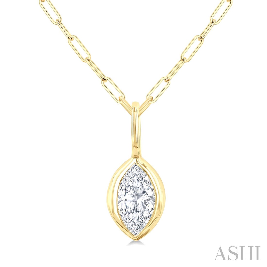 0.21 ctw Marquise Diamond Bezel Set 14K Yellow Gold Pendant Necklace: A vision of luxury, this elegant Marquise Cut pendant featuring Natural Diamonds defines sophistication. Securely held in a classic Solitaire design, the pendant is forged from 0.27 grams of high-poli