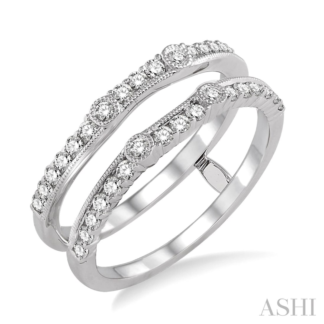 0.53 ctw Diamond Insert 14K White Gold Ring: Defining modern elegance, this elegant Insert ring featuring White Diamond captures the essence of style. Securely held in a classic Insert design, the ring is forged from 3.7 grams of high-polish 14K