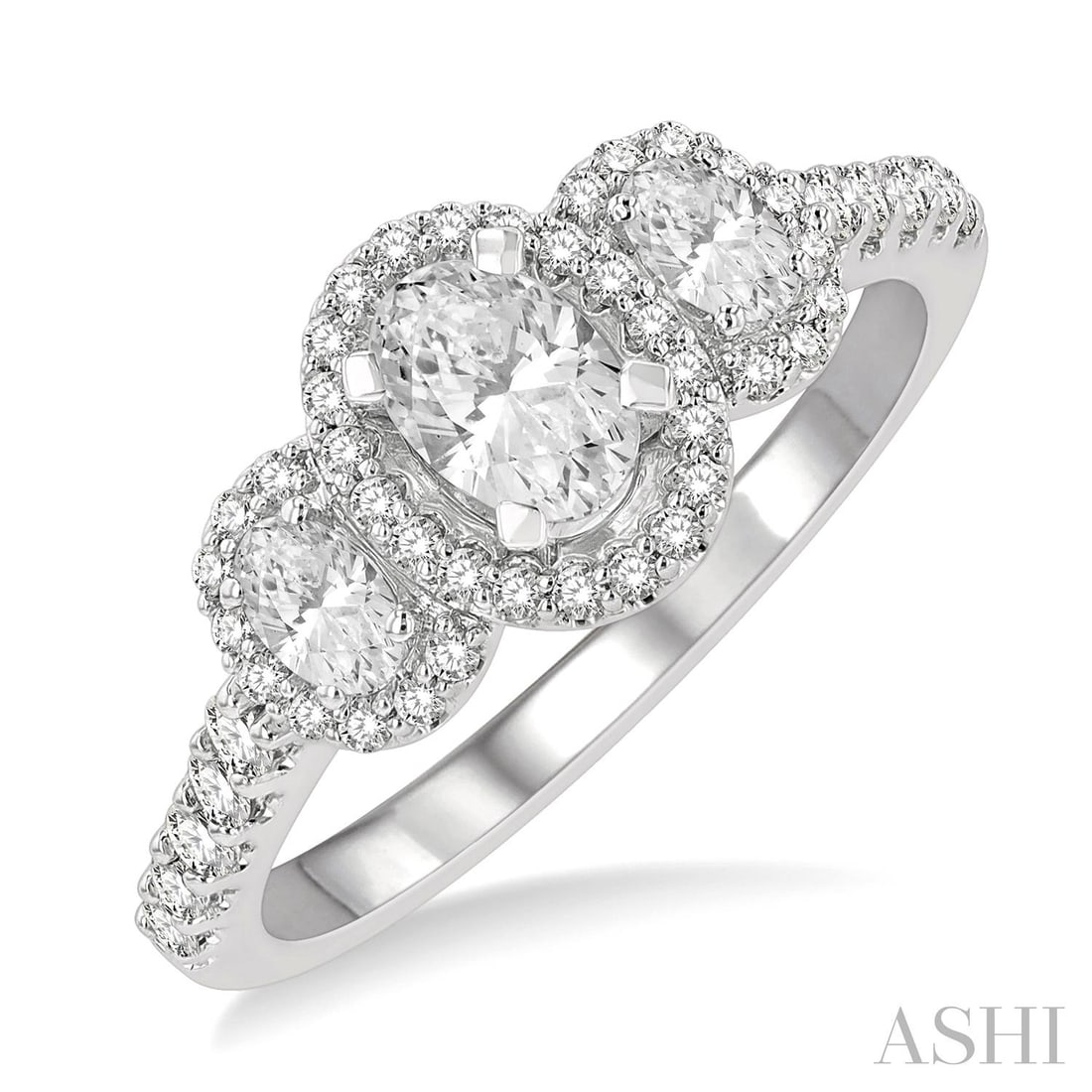 1.01 ctw Diamond Past Present Future 14K White Gold Engagement Ring: A testament to superior craftsmanship, this magnificent Past, Present & Future ring featuring White Diamonds is unparalleled. Showcasing the gems in a Three-Stone arrangement, the ring consists of 4.4