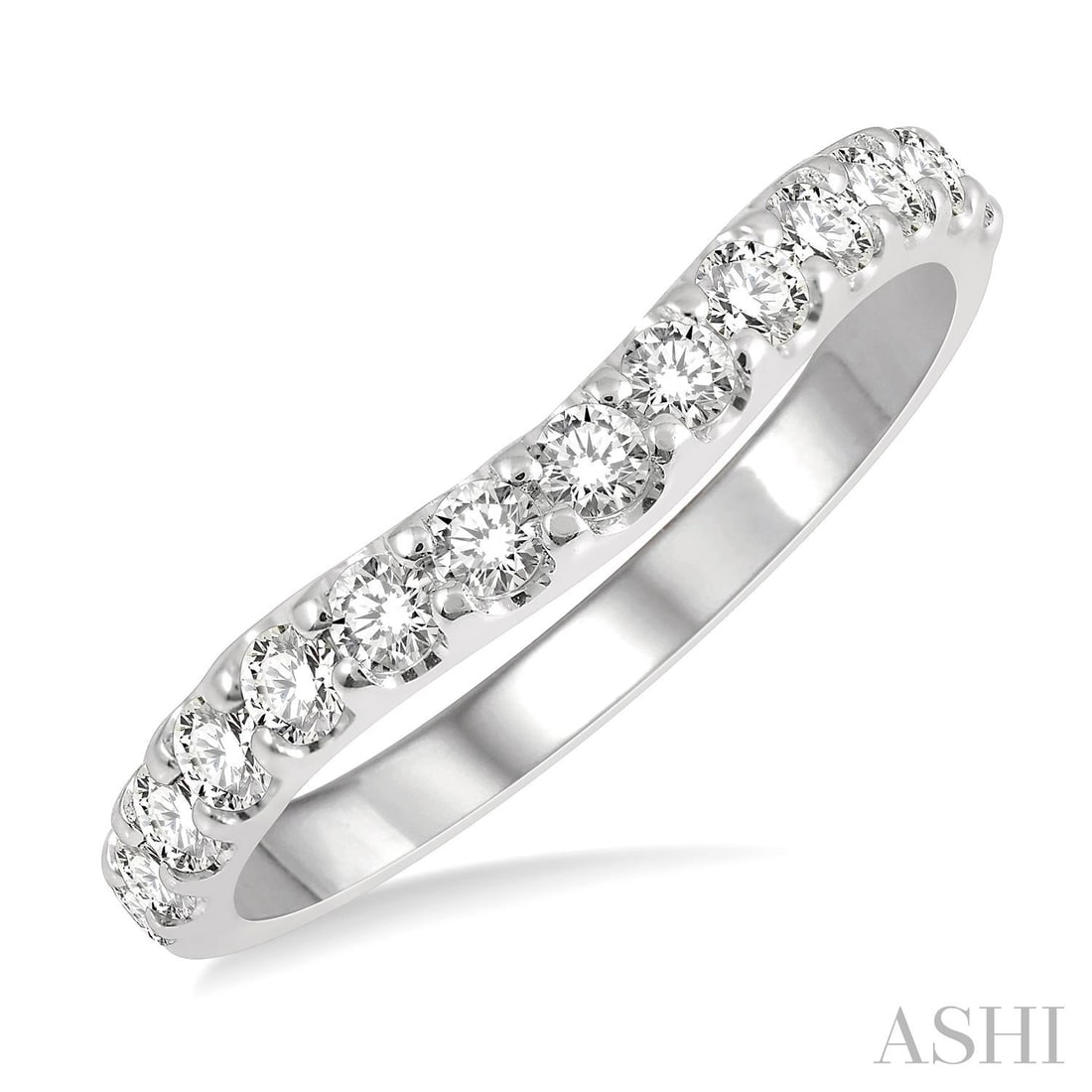 0.51 ctw Arched Round Cut Diamond Wedding Band 14K White Gold: Timeless and sophisticated, this elegant Arched Center ring featuring White Diamond radiates enduring beauty. Securely held in a classic Arched Band Setting design, the ring is forged from 2.4 grams o