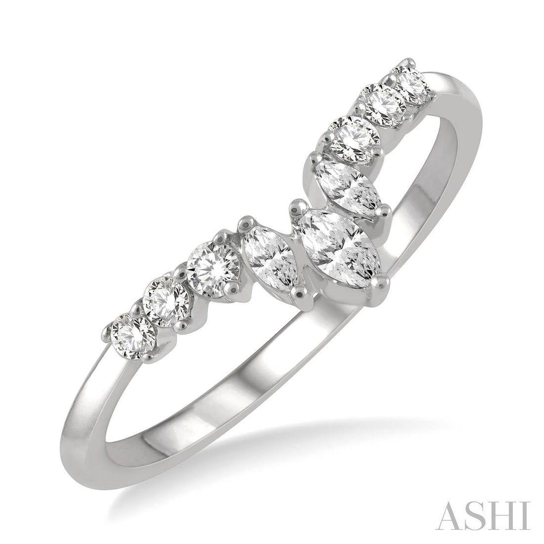 0.34 ctw Chevron Diamond 14K White Gold Ring: Epitomizing grandeur, this stunning Chevron ring featuring White Diamond stands as a beacon of refined taste. Showcasing the gems in a Cluster arrangement, the ring consists of 2.2 grams of 14K White 