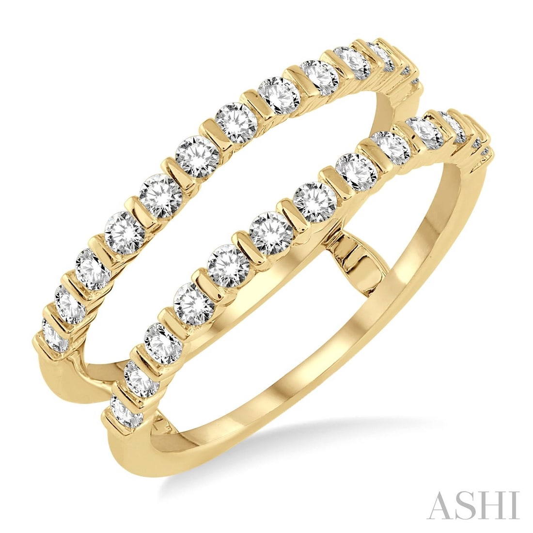 0.63 ctw White Diamond 14K Yellow Gold Insert Ring: An exquisite masterpiece of haute joaillerie, this magnificent Channel Set Insert Ring featuring White Diamond is a true treasure. Showcasing the gems in a Channel arrangement, the ring consists of 3.