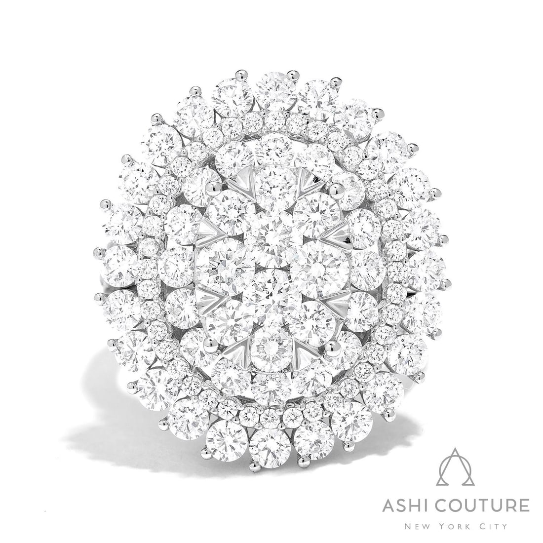 4.29 ctw White Diamond Fiori Cluster 18K White Gold Ring: Rare and radiant, this breathtaking Fiori ring featuring Natural Diamonds offers a touch of the extraordinary. Crafted with precision, the Cluster setting is seamlessly integrated into 10.0 grams of 1