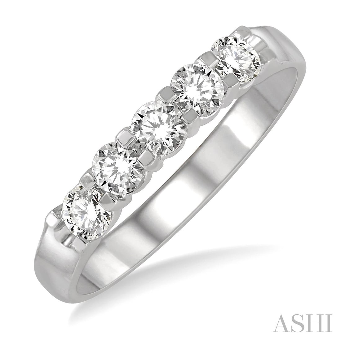 Five Stone 0.50 ctw Diamond 14K White Gold Band Ring (1 of 3)