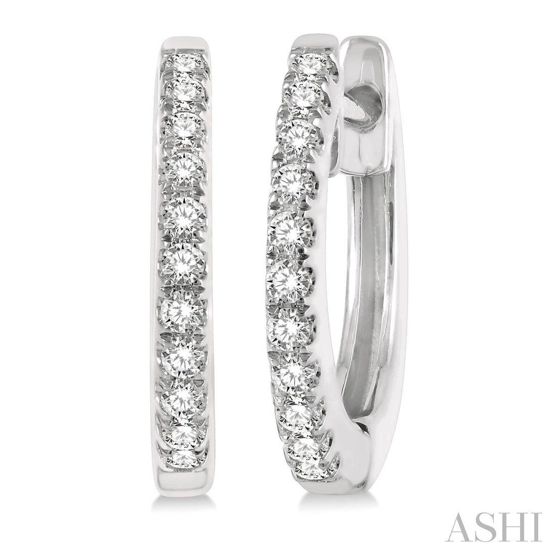 0.15 ctw Diamond 14k White Gold Huggie Earrings: An exquisite masterpiece of haute joaillerie, this elegant Petite Fashion pair of earrings featuring White Diamond is a true treasure. A detailed Huggie Hoop gallery secures the stones, rendered in 1.