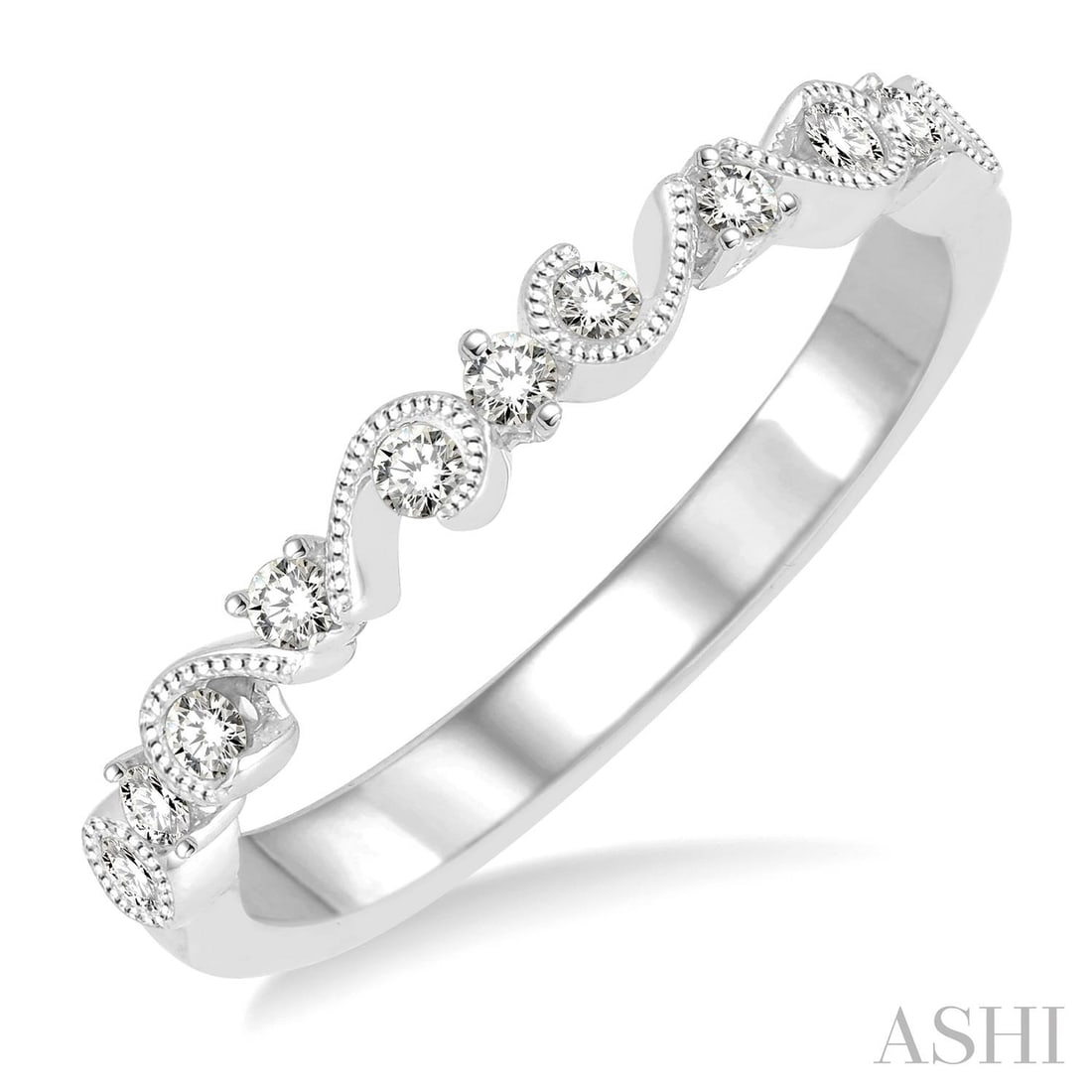 0.22 ctw White Diamond 14K White Gold Ring: An exquisite masterpiece of haute joaillerie, this breathtaking Stack Band ring featuring Natural Diamonds is a true treasure. Crafted with precision, the Band setting is seamlessly integrated into 1.