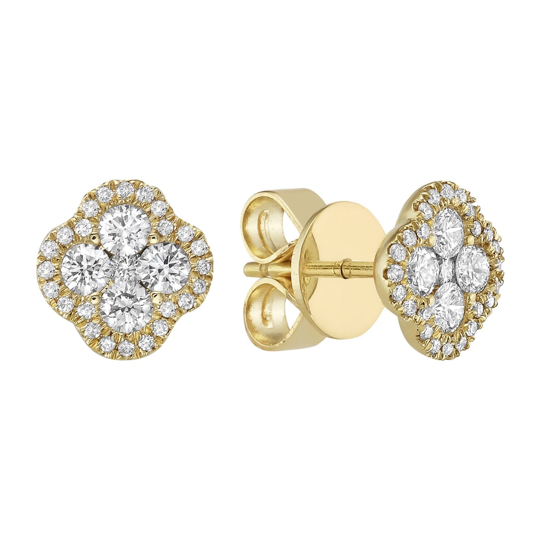 14K Yellow Gold Stud Earrings with 0.44 CTW White Diamonds: Elegant and refined, these exquisite stud earrings feature dazzling round-cut diamonds that exude a captivating allure. Each diamond is meticulously set in a secure prong design, crafted from lustrous
