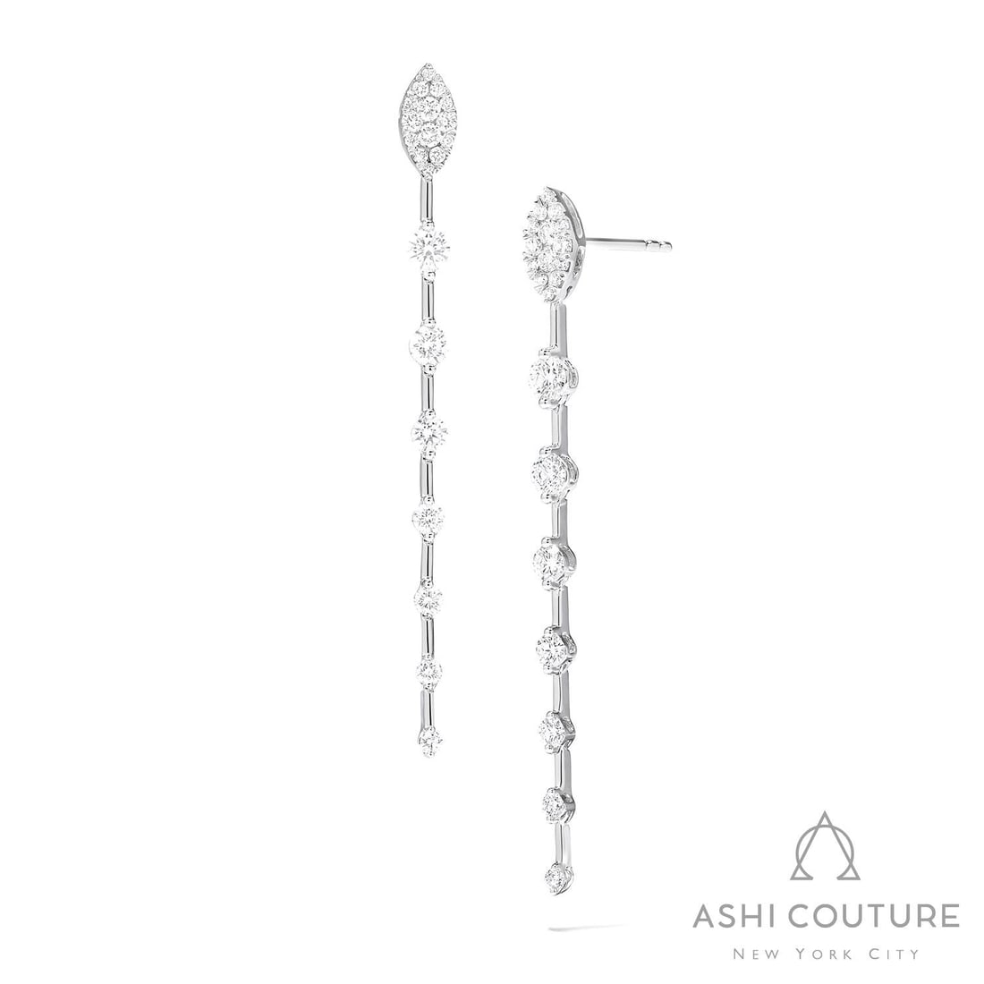 0.92 ctw White Diamond 18K White Gold Earrings: Timeless and sophisticated, this elegant Fiori Cluster Drop pair of earrings featuring White Diamond radiates enduring beauty. The gemstones are nestled within a Cluster/Drop framework, supported by a