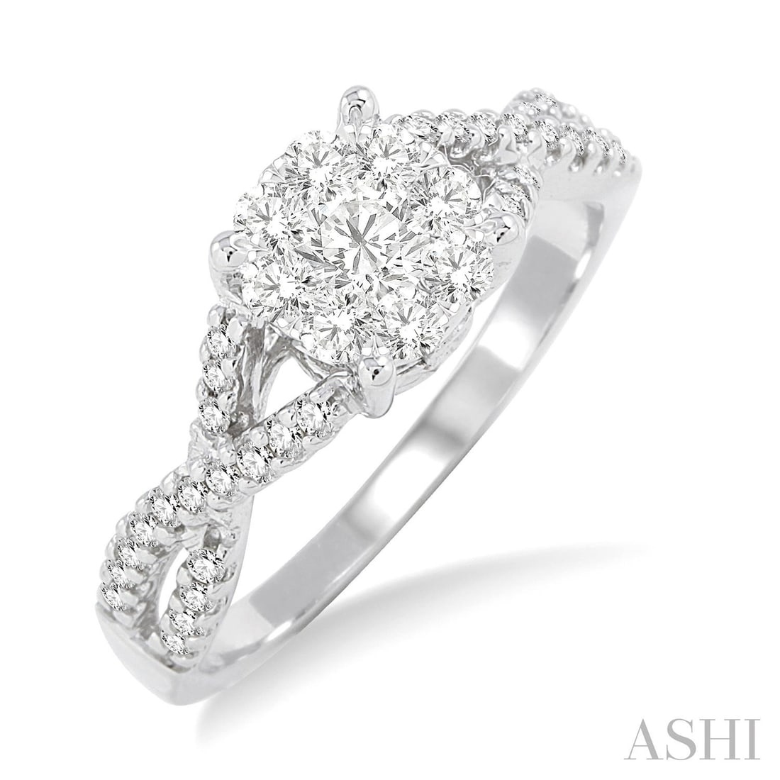 0.37 ctw Diamond Cluster Halo 14K White Gold Engagement Ring: Epitomizing grandeur, this magnificent Cluster Halo ring featuring White Diamond stands as a beacon of refined taste. Showcasing the gems in a Halo arrangement, the ring consists of 3.0 grams of 14K W