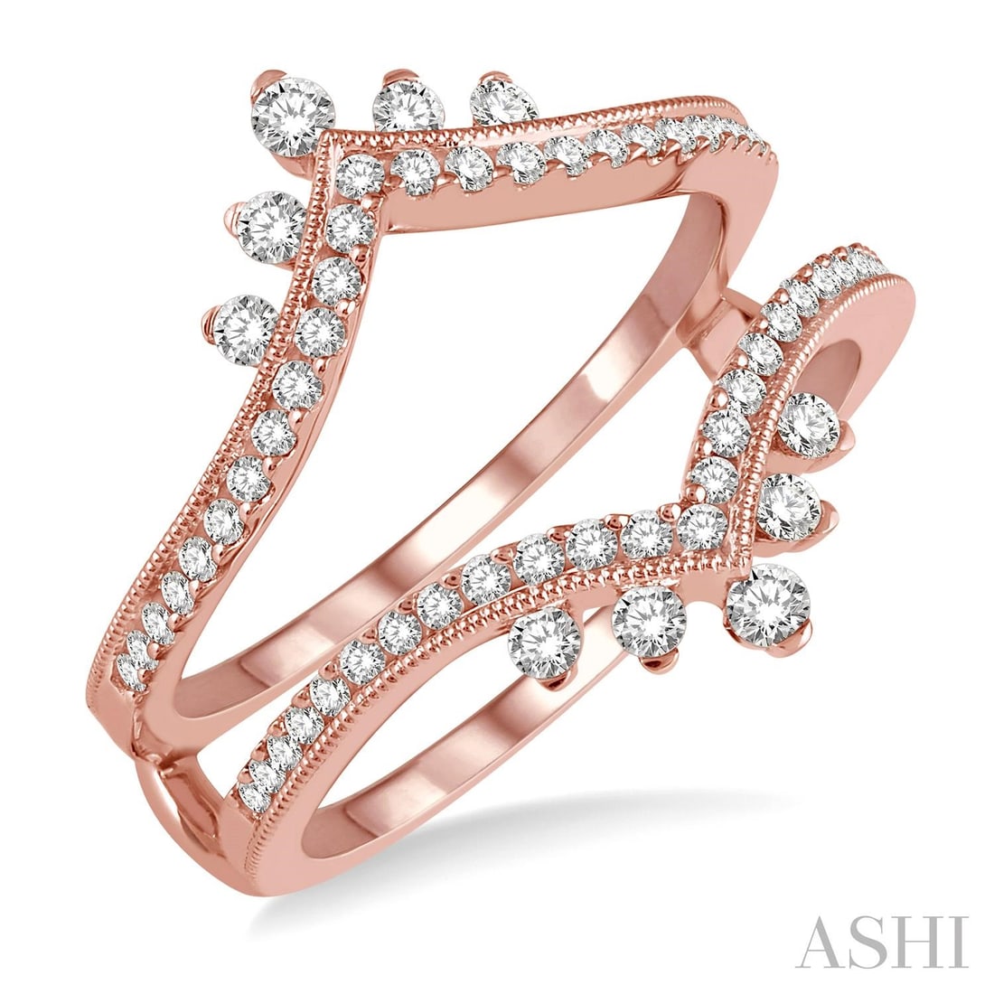 0.53 ctw Diamond Pointed Arch Insert Ring 14K Rose Gold (1 of 3)