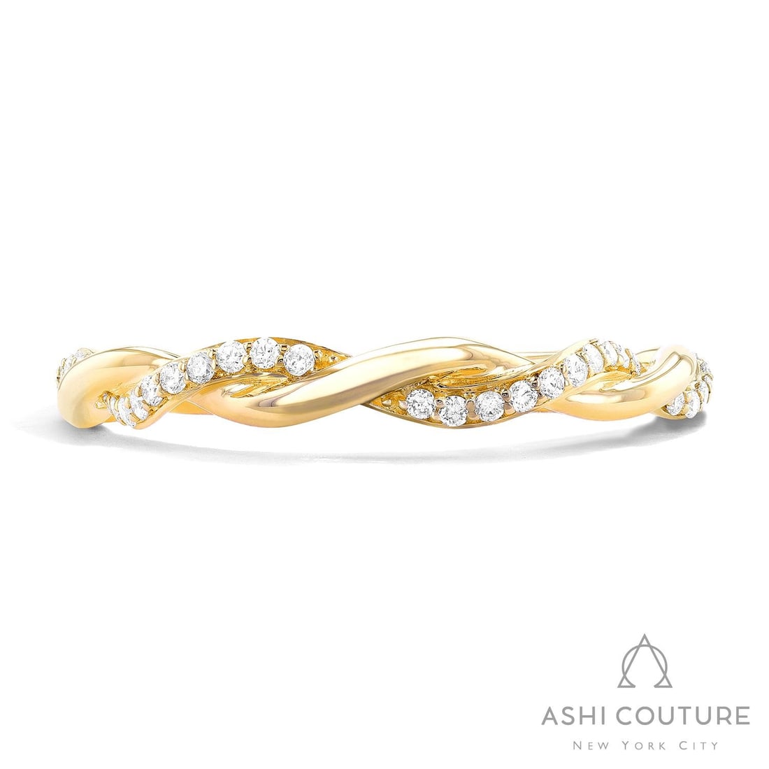 0.17 ctw White Diamond Twist Band 14k Yellow Gold Ring: Retail Value: $1,770 Captured in a moment of brilliance, this elegant Twist Band ring featuring White Diamond speaks to the connoisseur. Expertly mounted in a Twist Band setting, the ring is crafted i