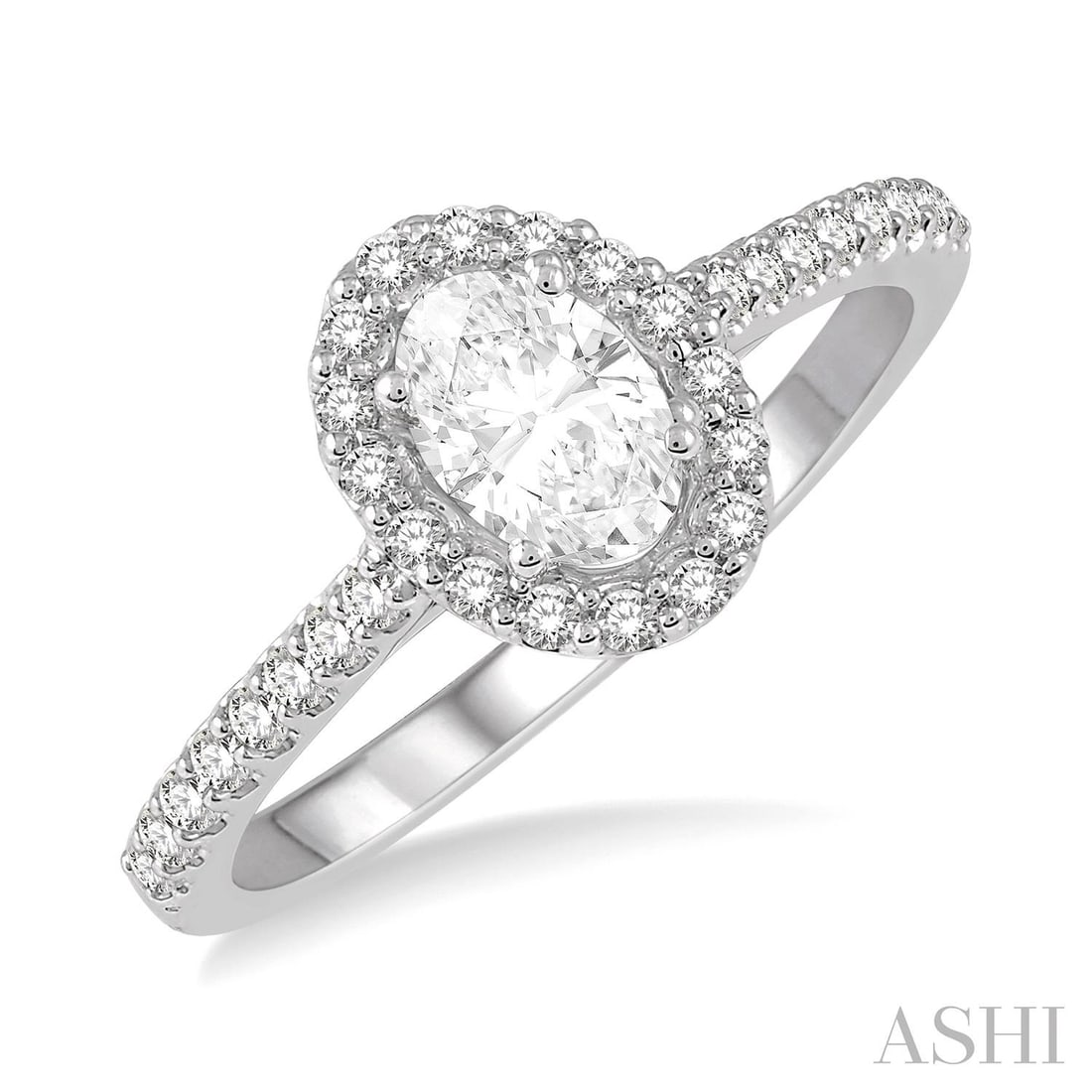 0.41 ctw Oval Diamond Halo Engagement 14K White Gold Ring: Epitomizing grandeur, this magnificent Halo ring featuring White Diamond stands as a beacon of refined taste. A detailed Halo gallery secures the stones, rendered in 2.8 grams of lustrous 14K White Go
