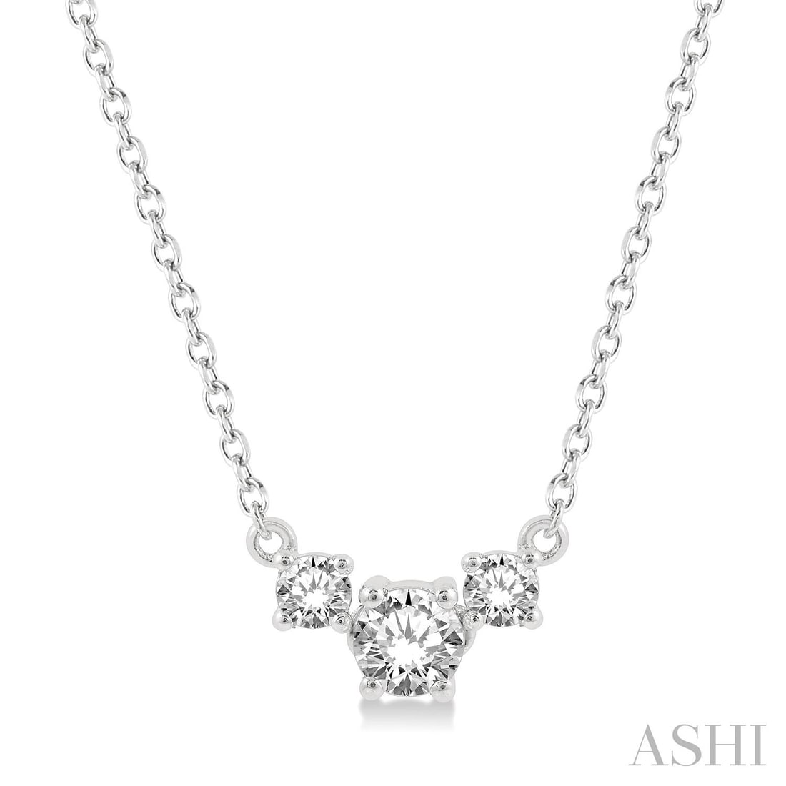 0.25 ctw Diamond Three Stone 14K White Gold Necklace: A testament to superior craftsmanship, this stunning Three Stone necklace featuring Natural Diamonds is unparalleled. A detailed Three-Stone gallery secures the stones, rendered in 0.55 grams of lustr