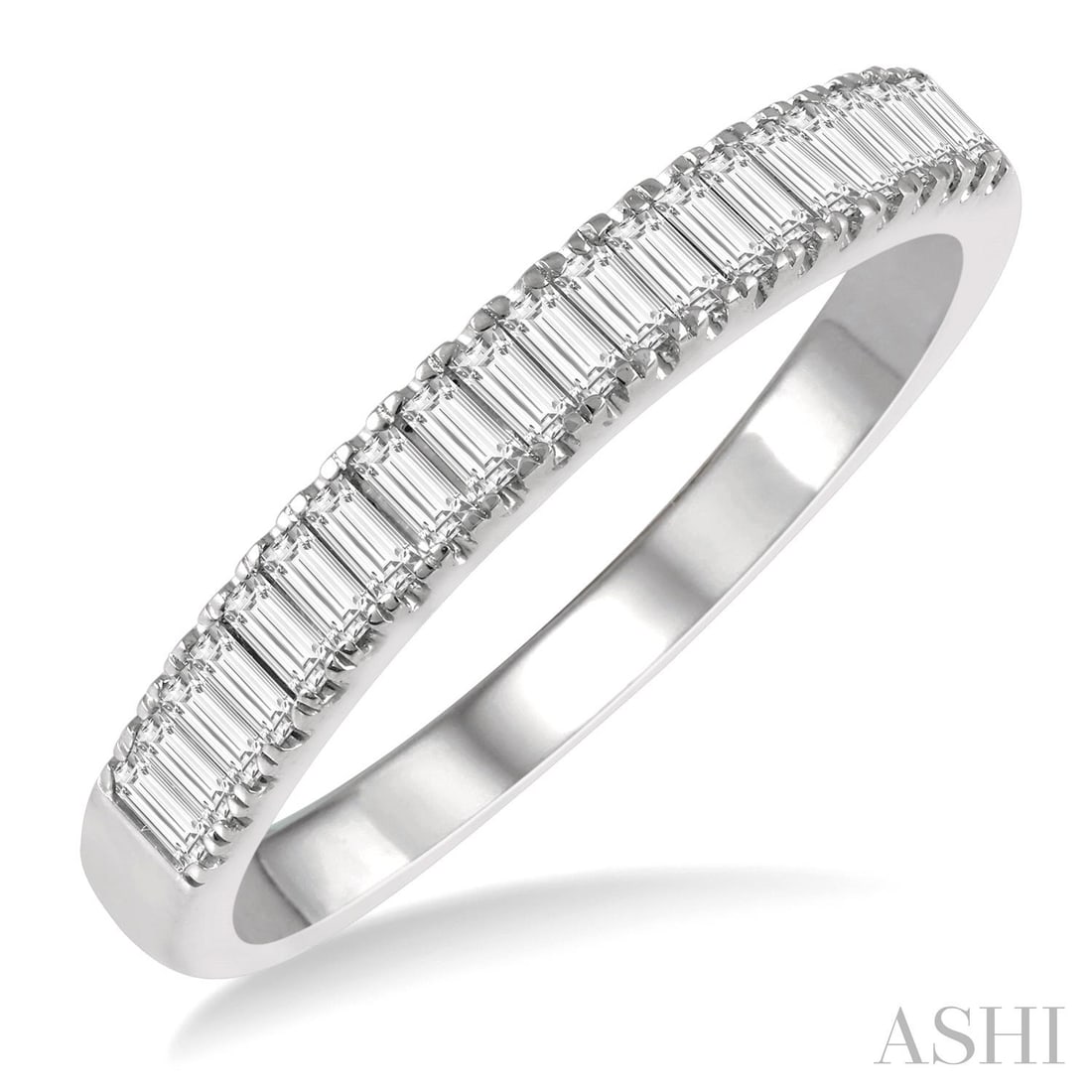 0.37 ctw Baguette Diamond Stackable Fashion 14K White Gold Band Ring: A symphony of light and color, this stunning Stackable Baguette Diamond Fashion Band ring featuring Natural Diamonds embodies the pinnacle of luxury. The gemstones are nestled within a Band framework,