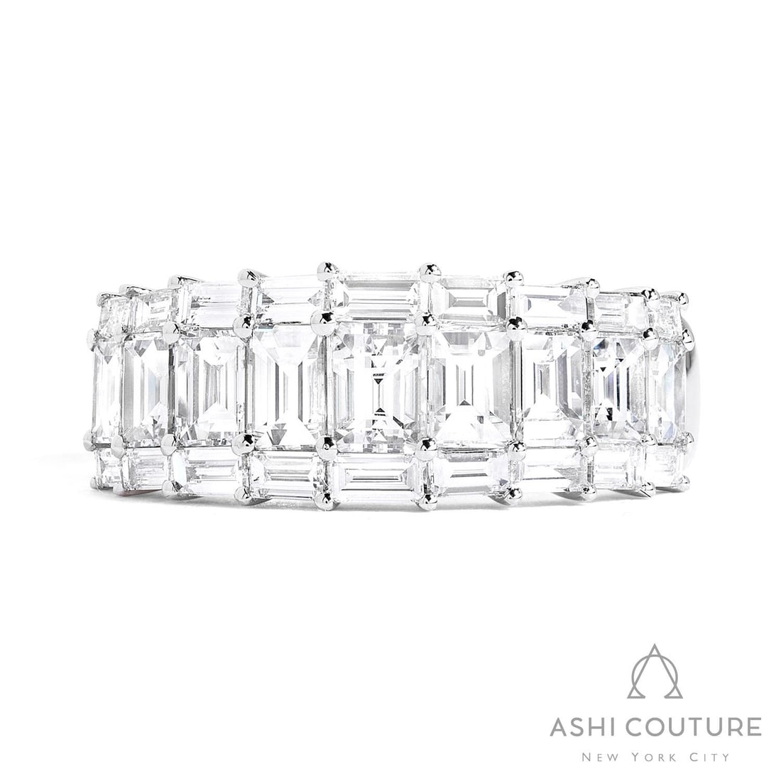 2.41 ctw Baguette Diamond Duchess Band 18K White Gold Ring: Retail Value: $15,345 A symphony of light and color, this stunning Duchess ring featuring White Diamond embodies the pinnacle of luxury. A detailed Multi-Row Band gallery secures the stones, rendered 