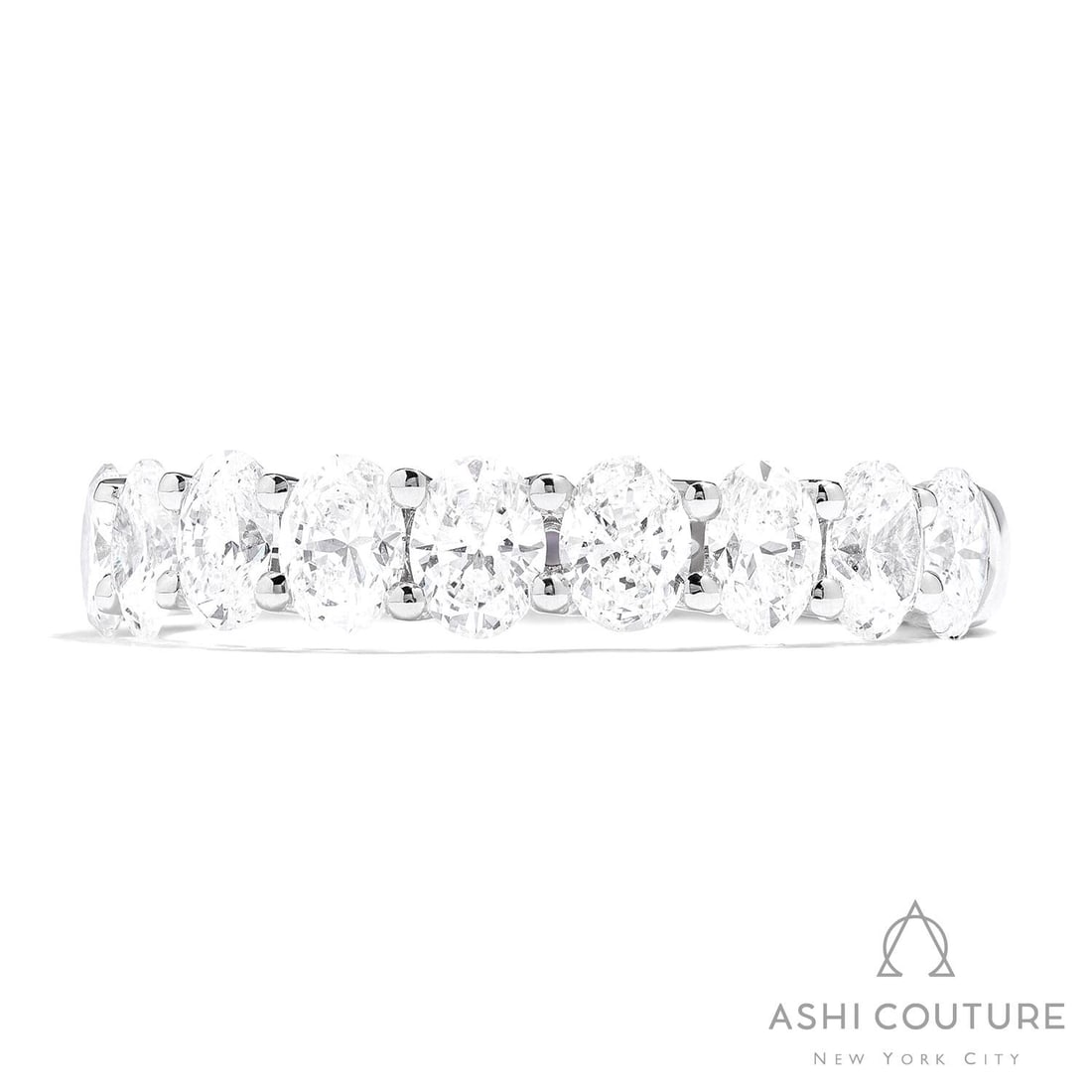 Duchess 1.49 ctw Oval Diamond Halfway Band 18K White Gold Ring: Retail Value: $8,685 Defining modern elegance, this elegant Oval Halfway Band ring featuring White Diamond captures the essence of style. Crafted with precision, the Shared Prong Band setting is seaml