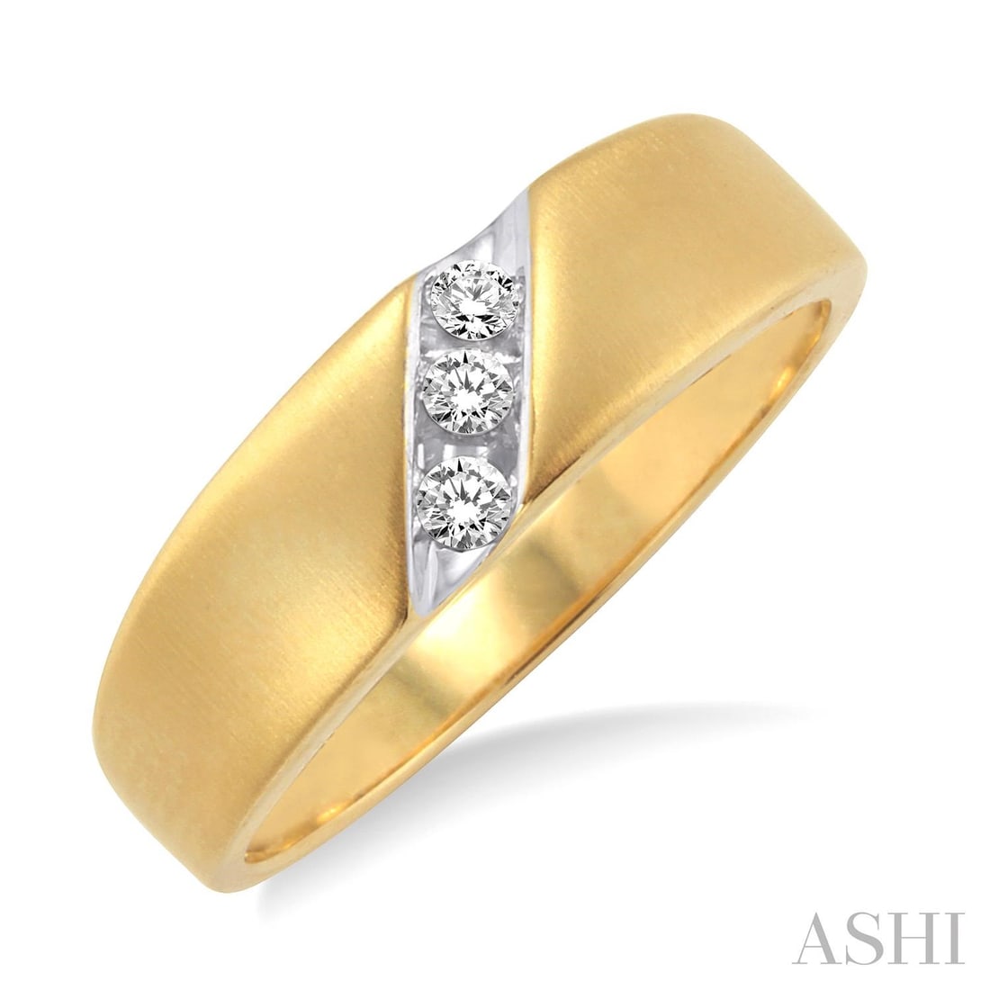 0.12 ctw Round Diamond Men's 14K Yellow Gold Band Ring: A vision of luxury, this elegant Channel-Set Band Ring featuring White Diamond defines sophistication. Securely held in a classic Channel-Set design, the Band Ring is forged from 3.4 grams of high-pol
