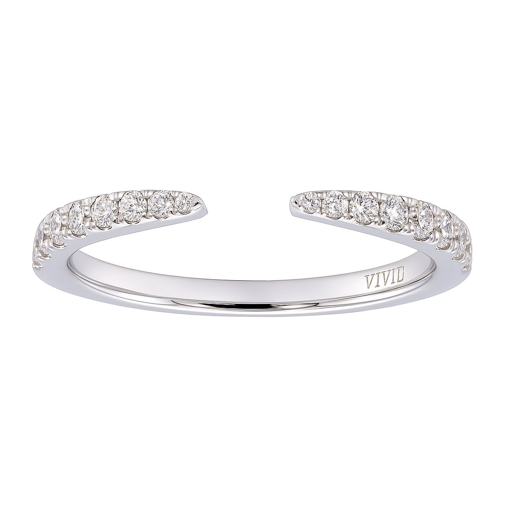 14K White Gold Open Band Ring with 0.32ct G SI1 Diamonds: Exuding contemporary sophistication, this exquisite open band ring features dazzling round white diamonds. The diamonds, with a total carat weight of 0.32, are set in a sleek 14K white gold band, enha