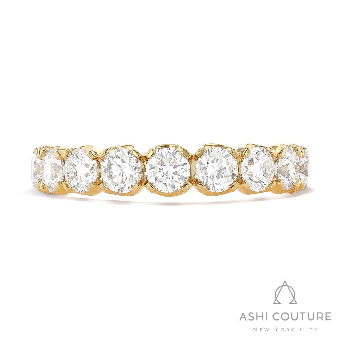Duchess 1.51 ctw Diamond Shared Prong 18K Yellow Gold Band Ring: Captured in a moment of brilliance, this magnificent Duchess Classic Band band ring featuring White Diamond speaks to the connoisseur. Securely held in a classic Shared Prong design, the band ring is 