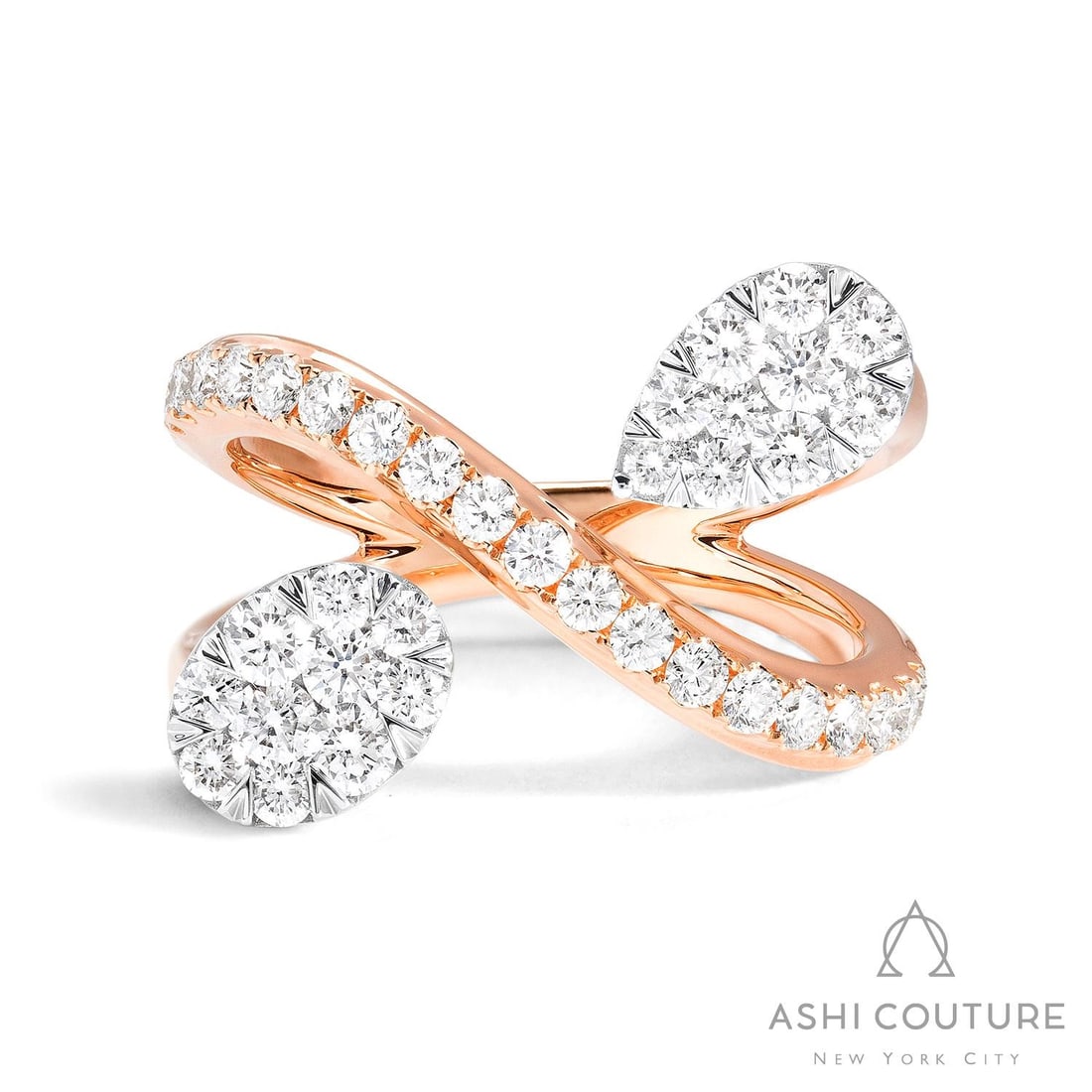 1.21 ctw Diamond Toi Et Moi Cluster 18K Rose & White Gold Ring: Defining modern elegance, this stunning Toi Et Moi Cluster ring featuring White Diamond captures the essence of style. The gemstones are nestled within a Toi et Moi framework, supported by a substanti