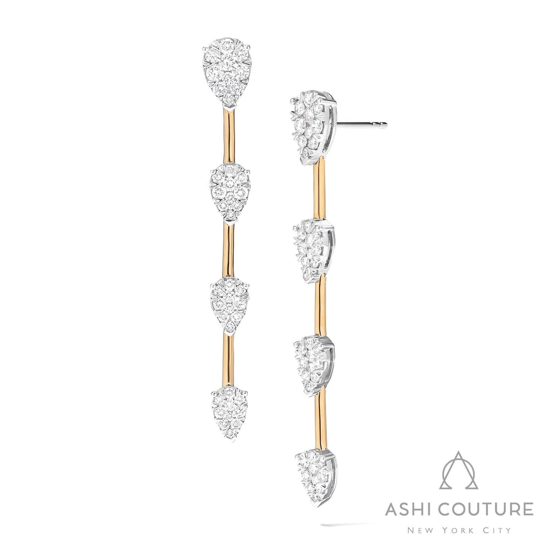 1.65 ctw White Diamond Fiori Cluster 18K Yellow & White Gold Earrings: A testament to superior craftsmanship, this stunning Cluster pair of earrings featuring White Diamonds is unparalleled. A detailed Cluster gallery secures the stones, rendered in 5.6 grams of lustrous