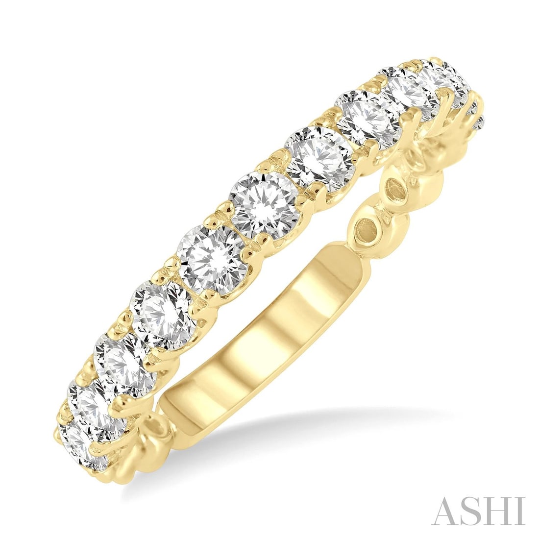 1.01 ctw Lattice Diamond 14K Yellow Gold Band Ring: An exquisite masterpiece of haute joaillerie, this elegant Lattice ring featuring White Diamond is a true treasure. Crafted with precision, the Shared Prong setting is seamlessly integrated into 2.2 g
