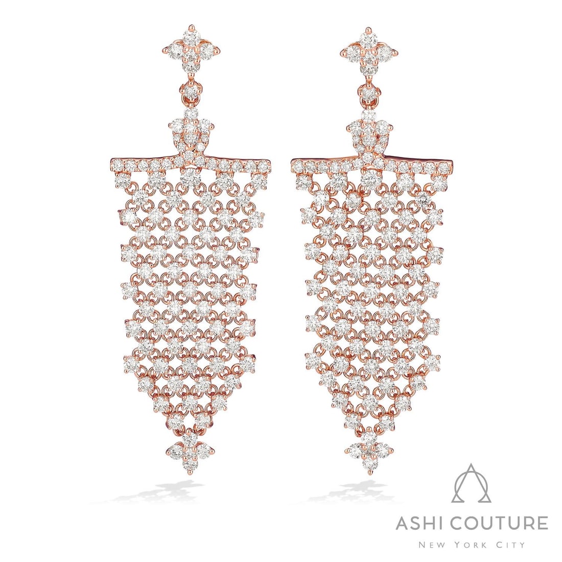 4.18 ctw White Diamond Silk 18K Rose Gold Earrings: Retail Value: $21,000 A vision of luxury, this exquisite Silk pair of earrings featuring White Diamond defines sophistication. Crafted with precision, the Cluster setting is seamlessly integrated into