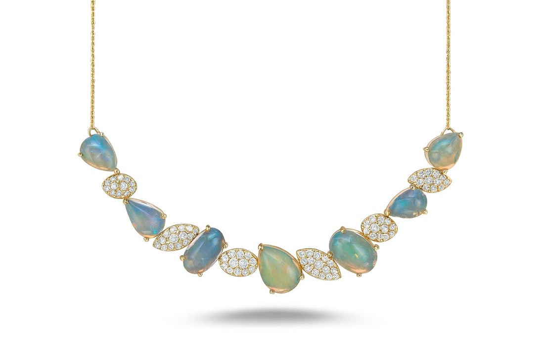 16.49ct Opal and 2.86ctw Diamond 14K Yellow Gold Necklace (1 of 1)