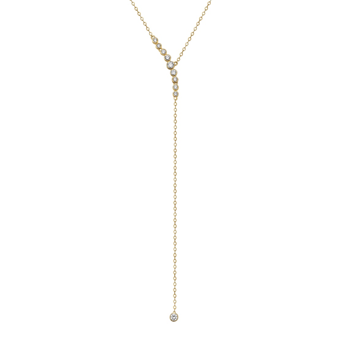 14K Yellow Gold Y-Shaped Necklace with 0.5ctw Diamonds: Radiating sophistication, this Y-shaped pendant necklace is adorned with exquisite round-cut diamonds. Crafted from 14k yellow gold, the necklace features a delicate chain that elegantly descends into