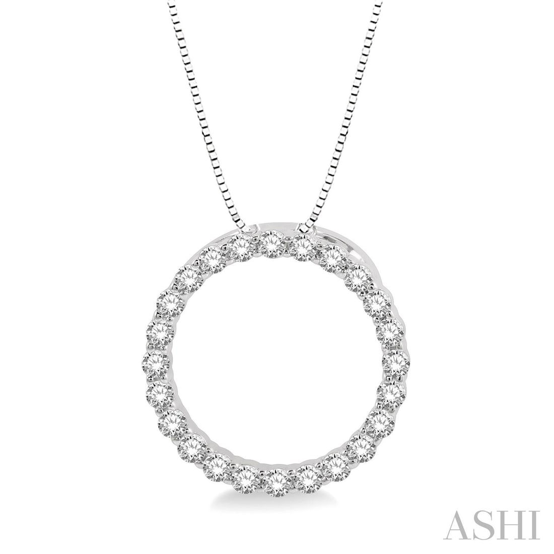 0.25 ctw Diamond Circle of Love 14K White Gold Pendant: Rare and radiant, this elegant Circle of Love pendant featuring White Diamond offers a touch of the extraordinary. Showcasing the gems in a Open Circle Prong Setting arrangement, the pendant consists 